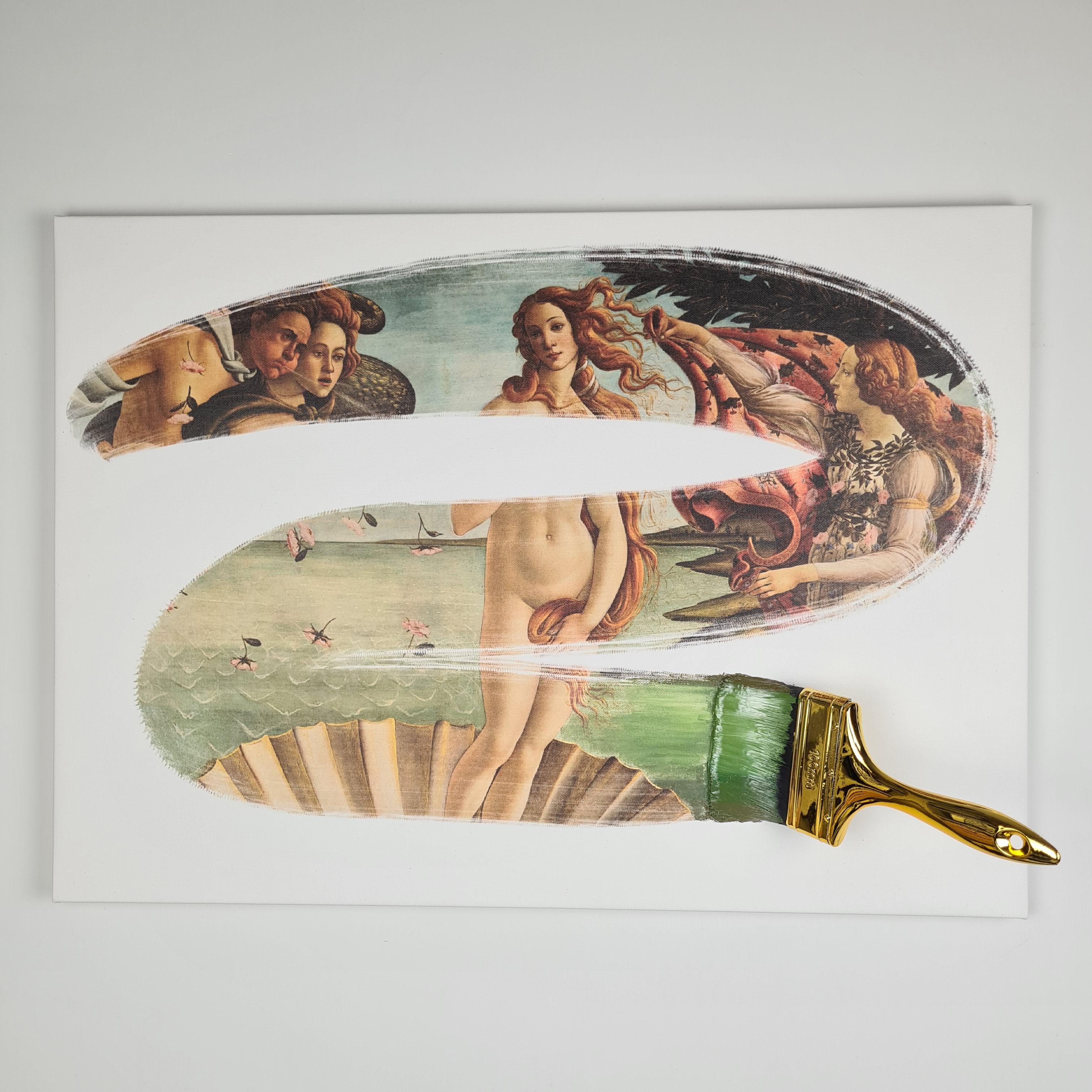 „Die Geburt der Venus“, Botticelli- Kopie auf Leinwand, handgefertigt in Italien, 2021 im Angebot 1