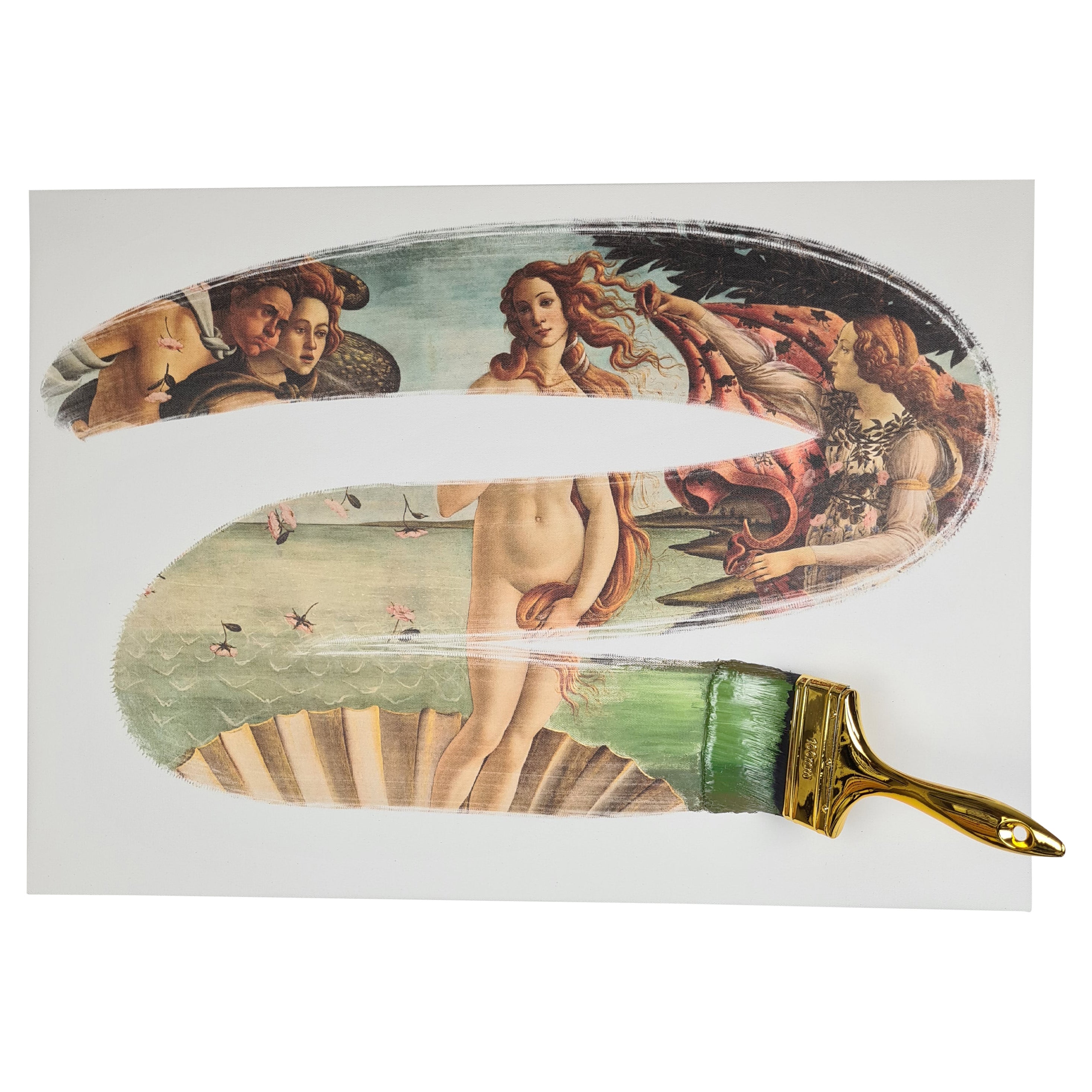 "The Birth of Venus", Botticelli Copy Printed on Canvas, Handmade in Italy, 2021