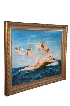 The Birth of Venus Oil Painting Alexandre Cabanel Nude Nymph Cherubs Ocean 55"
