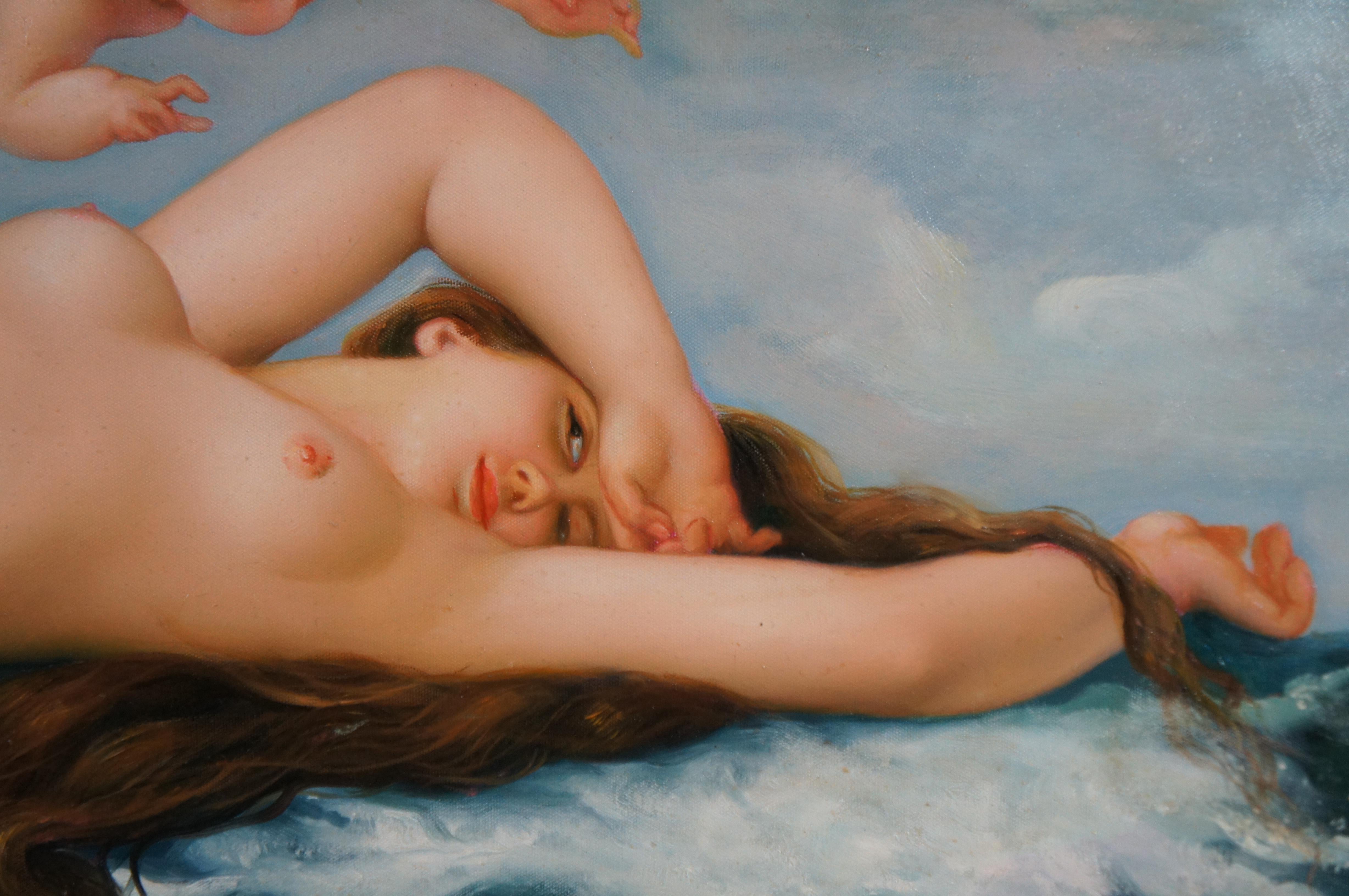 20th Century The Birth of Venus Oil Painting Alexandre Cabanel Nude Nymph Cherubs Ocean 55