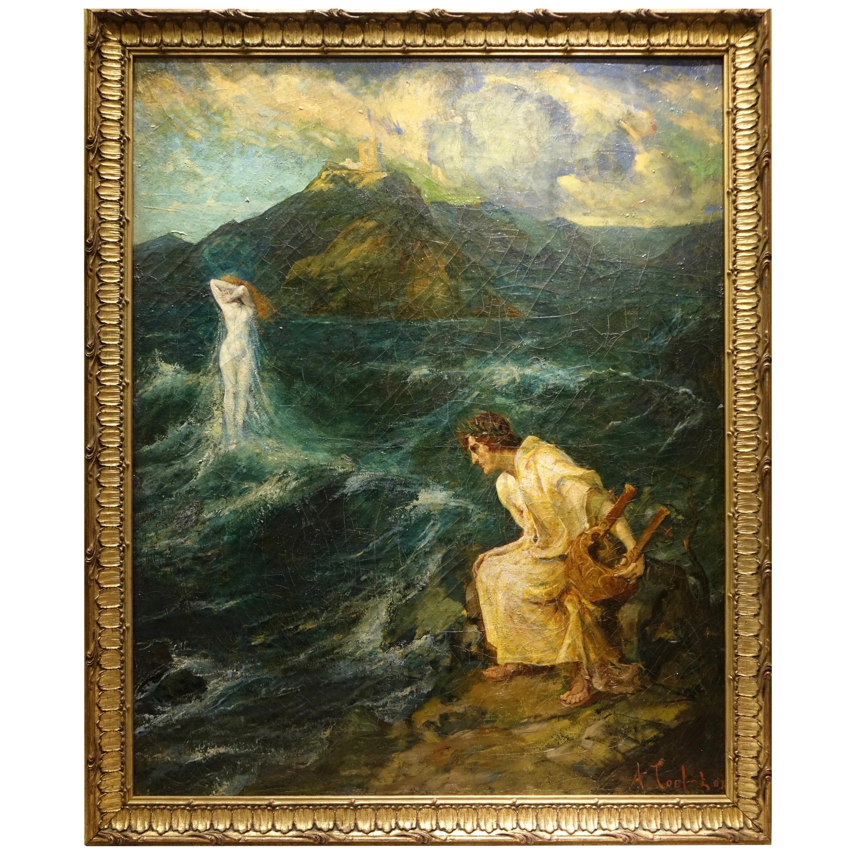 The Birth of Venus, Painting Signed Jules Alphonse TOULOT, 1903 For Sale