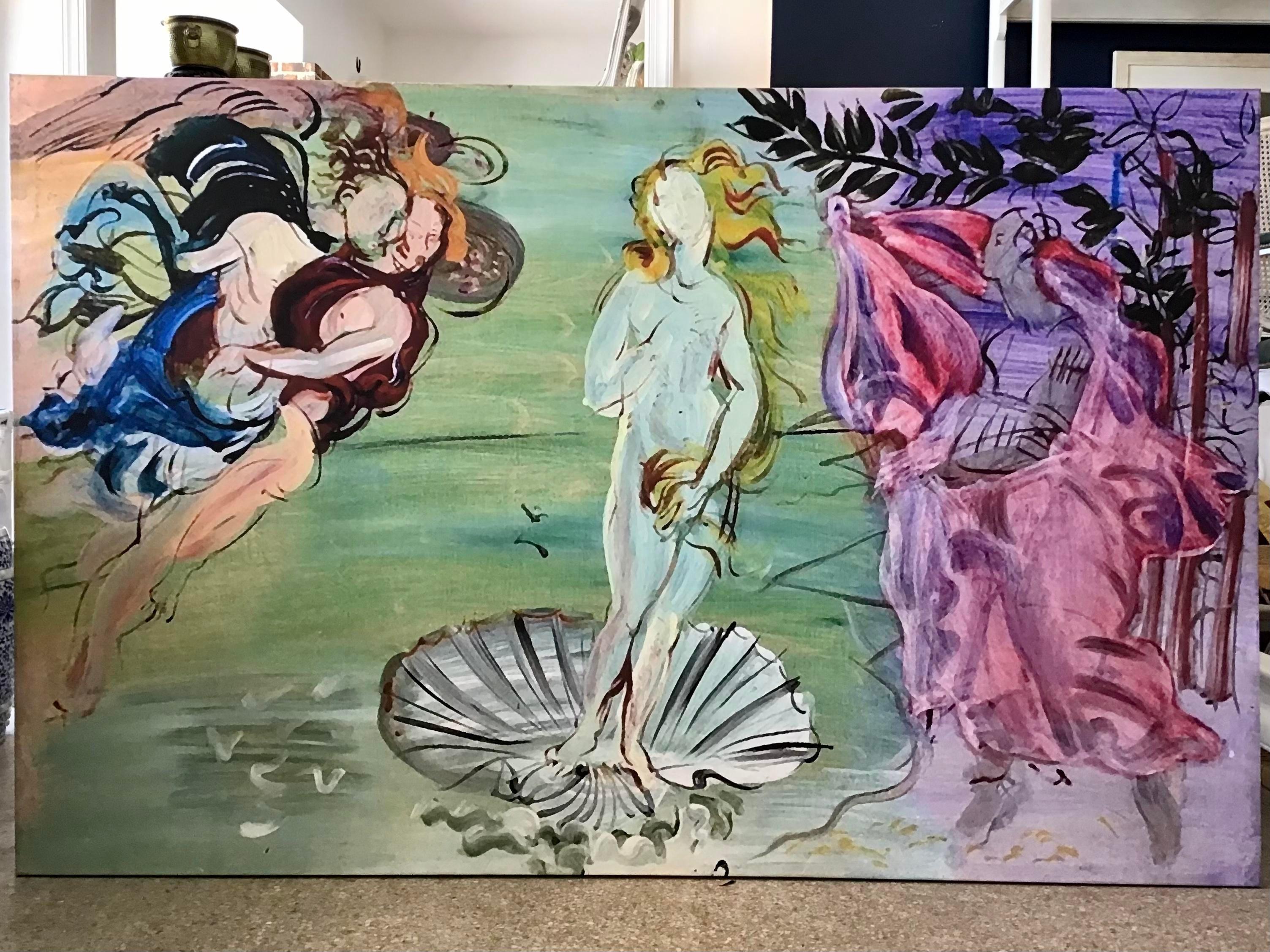 Gorgeous painting printed on canvas depicting the birth of Venus in the style of famed French painter Raoul Dufy. We have two copies available so collect both and give some creative decor to your tropical and grotto inspired home.