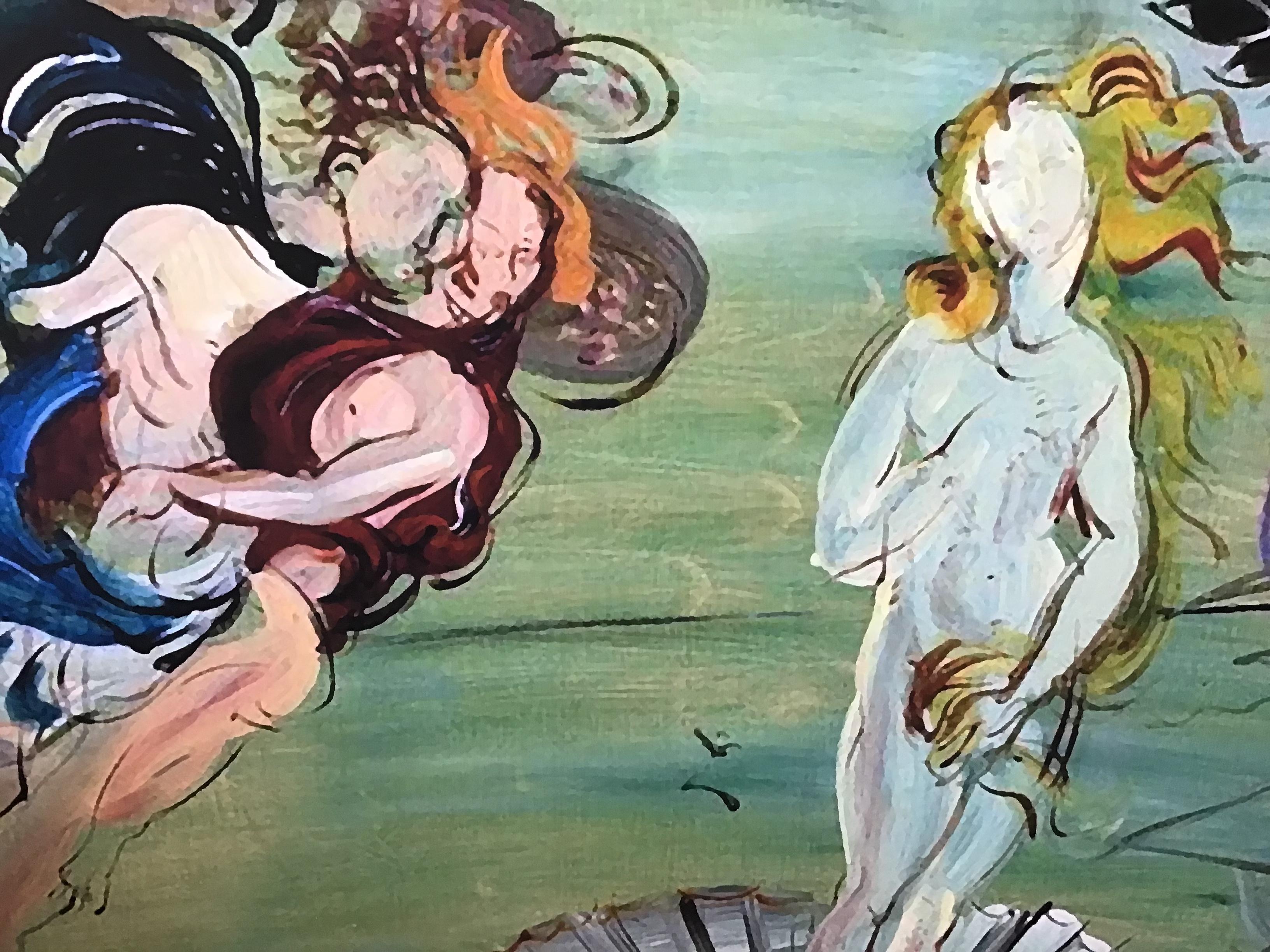 The Birth of Venus Printed on Canvas in the Style of Raoul Dufy In Good Condition For Sale In Los Angeles, CA