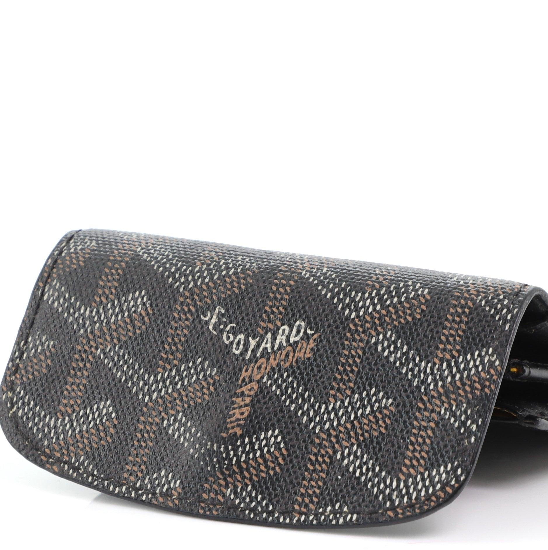 Schwarze Goyard Goyardine Geldbörse mit Klappe ist mit Leinwand gepolstert, die Klappe Damen