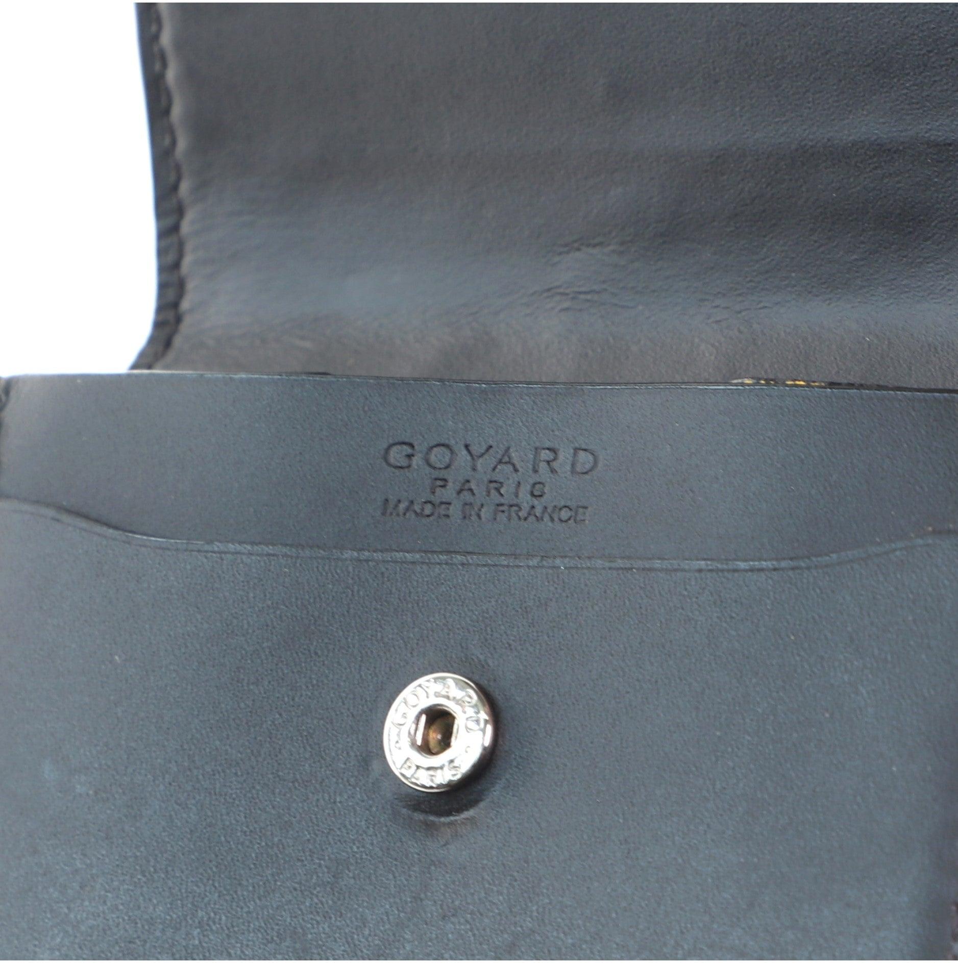 Schwarze Goyard Goyardine Geldbörse mit Klappe ist mit Leinwand gepolstert, die Klappe 2