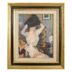 Victorian Hand-Crafted Black Hat Portrait, Late 20th Century