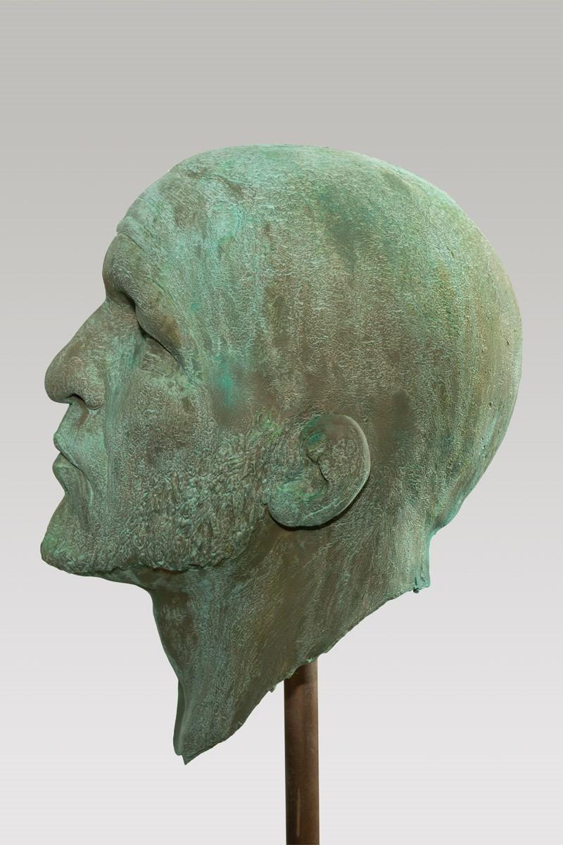 American The Black Road Bronze and Gold, Classical Male Bust, Resin & Green Patina