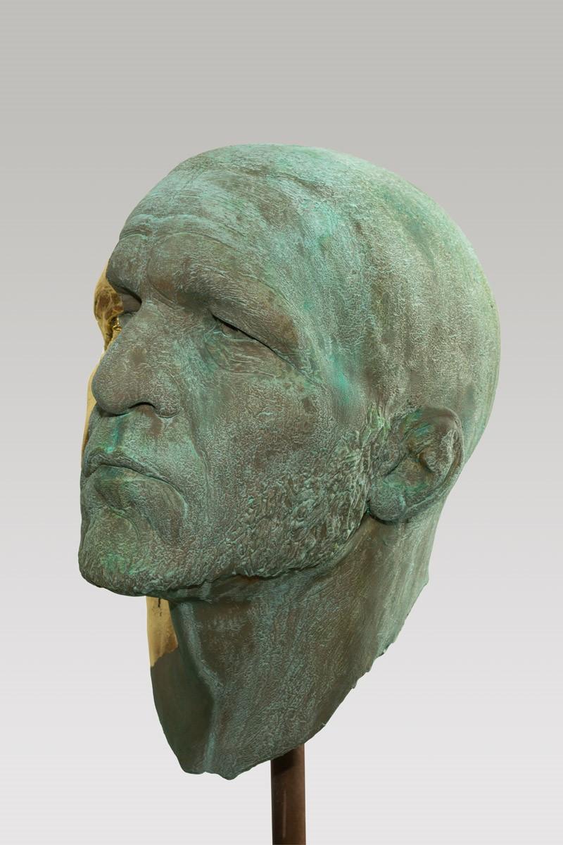 Cast The Black Road Bronze and Gold, Classical Male Bust, Resin & Green Patina