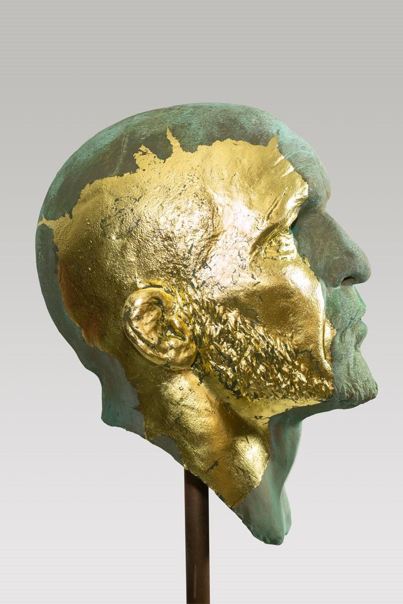 The Black Road Bronze and Gold, Classical Male Bust, Resin & Green Patina In New Condition In Chicago, IL