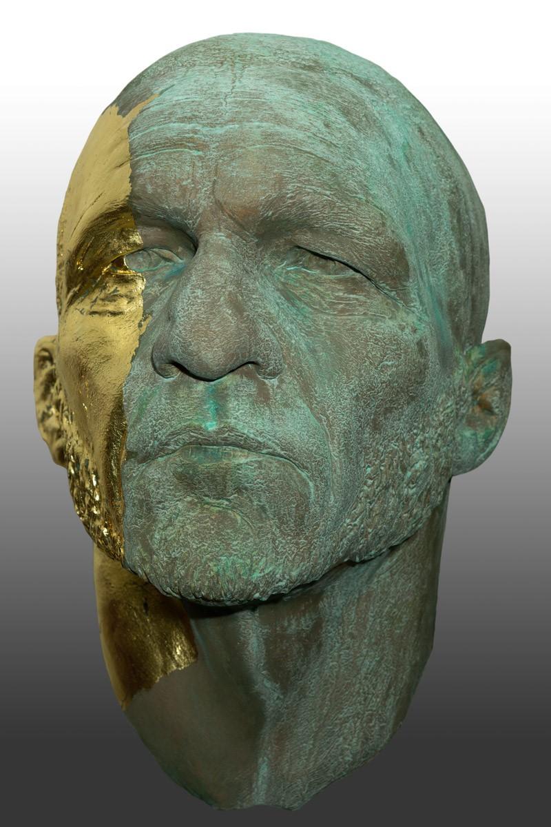 The Black Road Bronze and Gold, Classical Male Bust, Resin & Green Patina 1