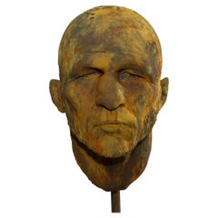The Black Road: Iron, Classical Male Bust, Resin Sculpture with Rust Iron Patina