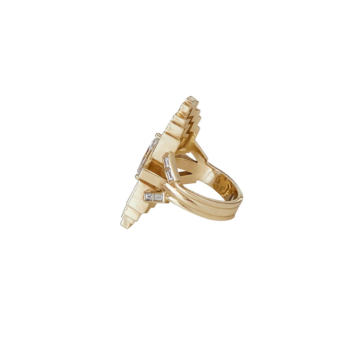 The Bling Maze- 1.7 Carat Marquise Diamond set in 18k Yellow Gold For Sale 2