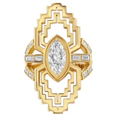 The Bling Maze - Diamant marquise de 1,7 carat serti dans de l'or jaune 18 carats
