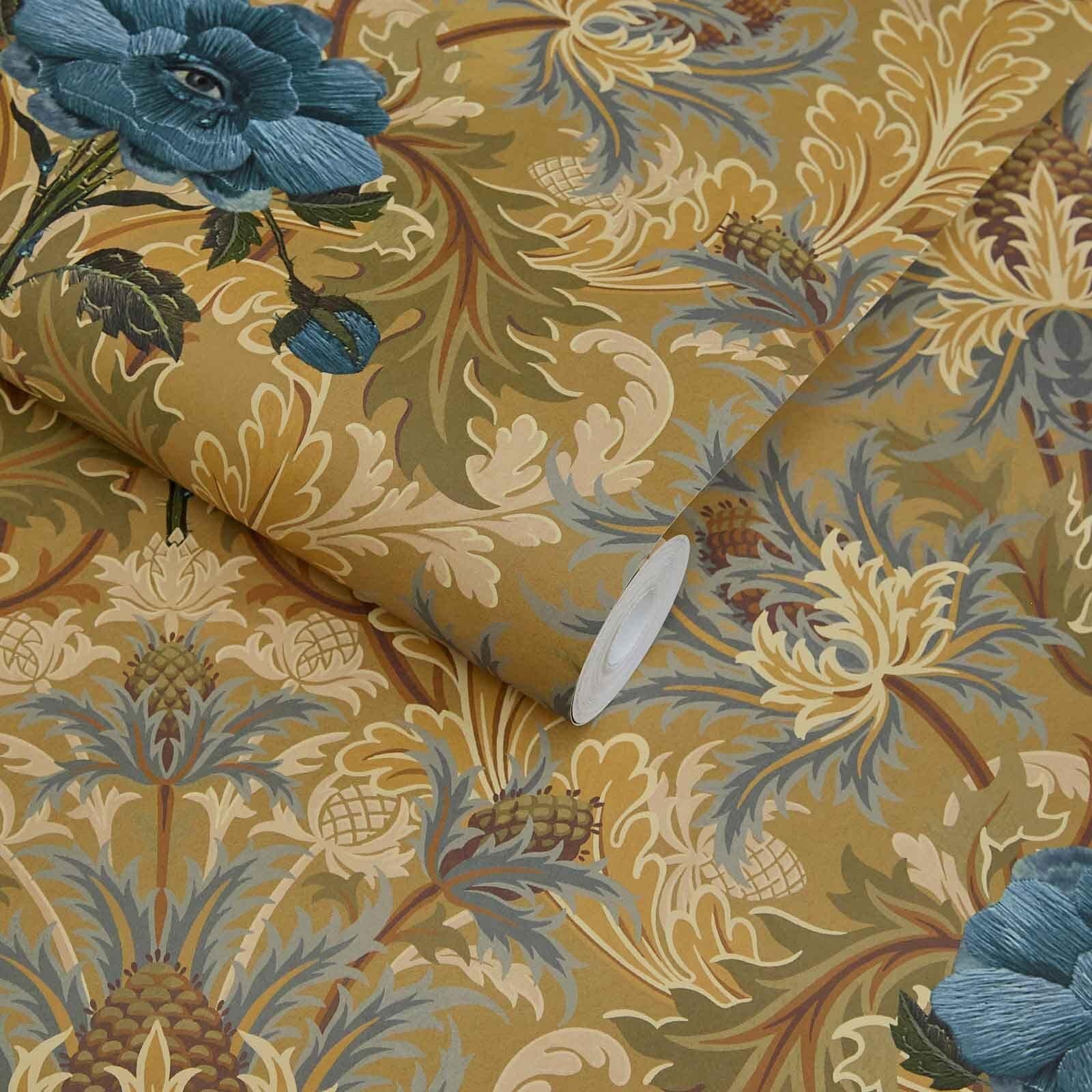 THE BLUE ROSE WEEPING Wallpaper - Aurelian In New Condition For Sale In New York, NY