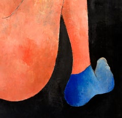 The Blue Sock, Figure in Orange on a Black Background wearing a Blue Sock, 1983