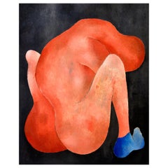 The Blue Sock, Figure in Orange on a Black Background wearing a Blue Sock, 1983