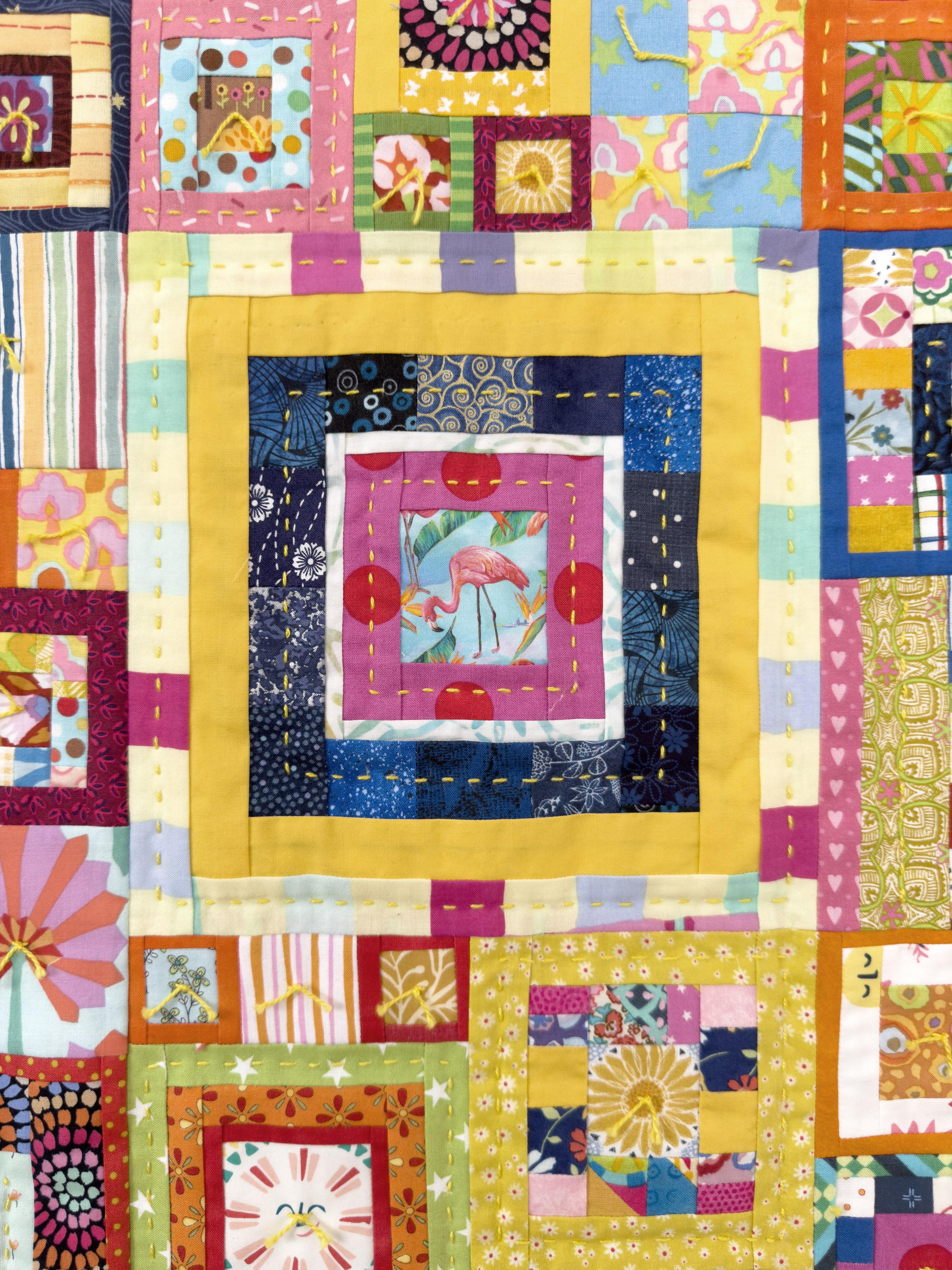 Colcha de cuadrados azules, vibrante patchwork hecho a mano por Tra-La-La Quilts Artes y manualidades en venta