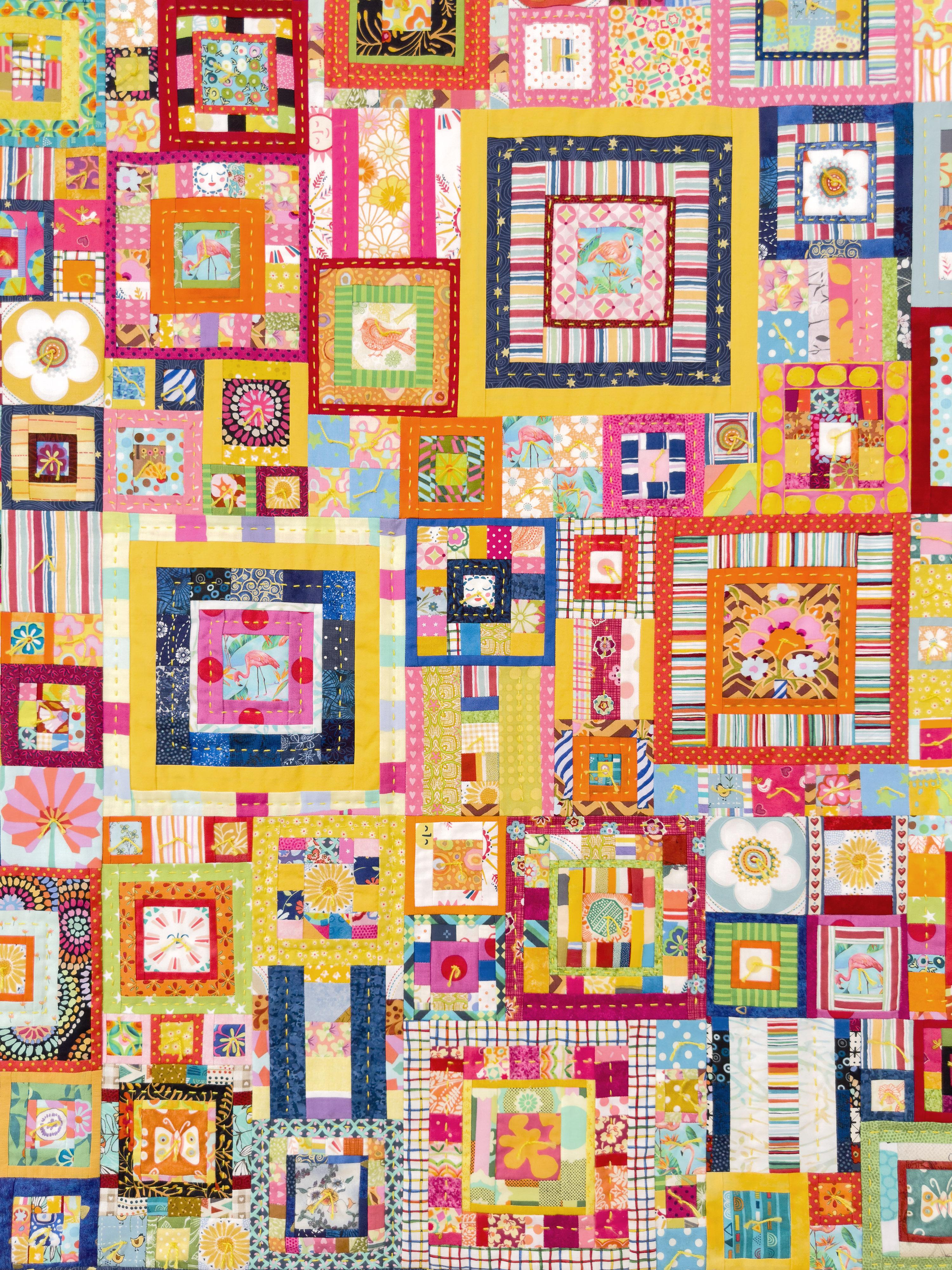 Colcha de cuadrados azules, vibrante patchwork hecho a mano por Tra-La-La Quilts en Nuevo estado para la venta en AMSTERDAM, NL