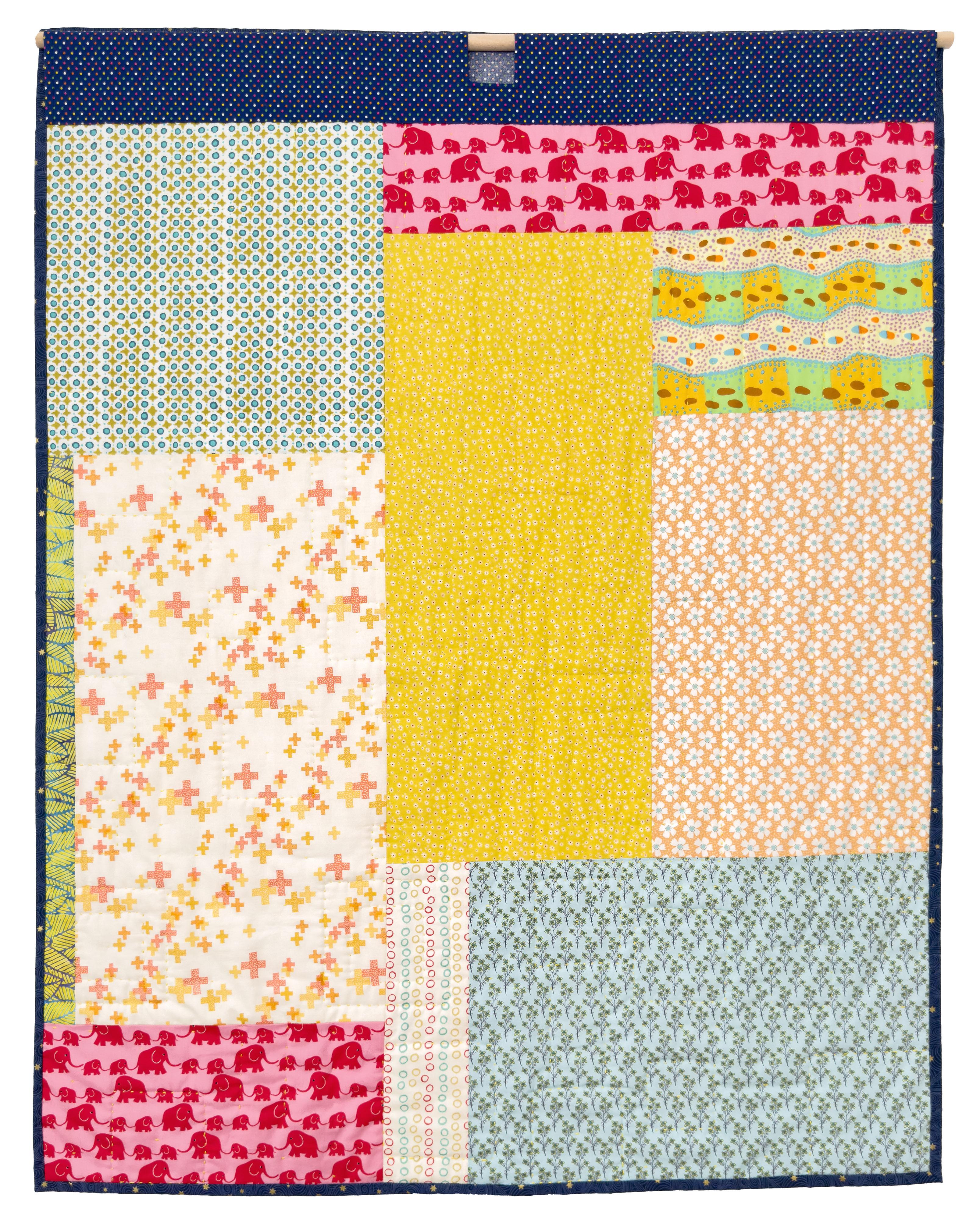Colcha de cuadrados azules, vibrante patchwork hecho a mano por Tra-La-La Quilts Siglo XXI y contemporáneo en venta