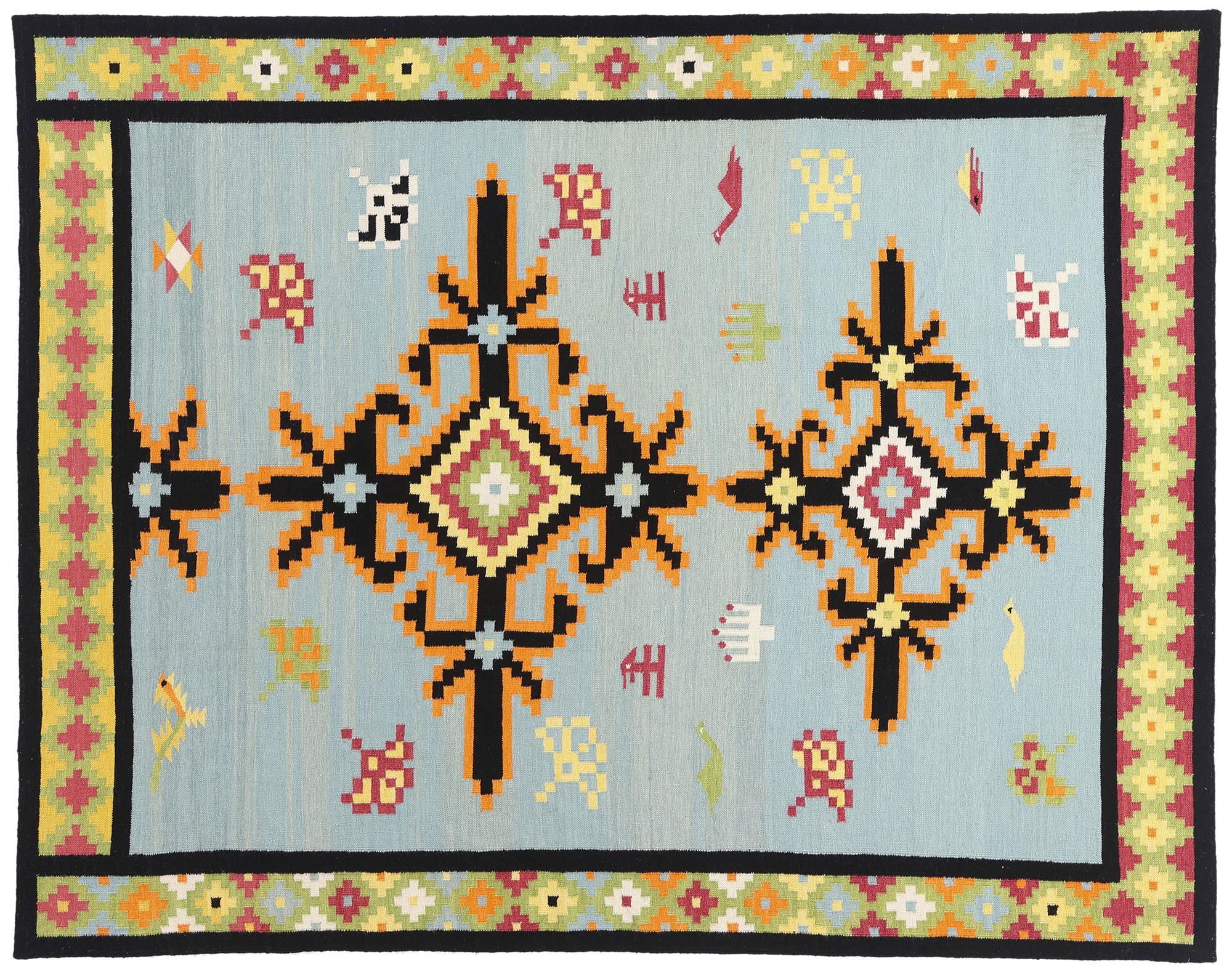 La bussola boema: Un moderno kilim tribale dalla geometria eterea in vendita 3