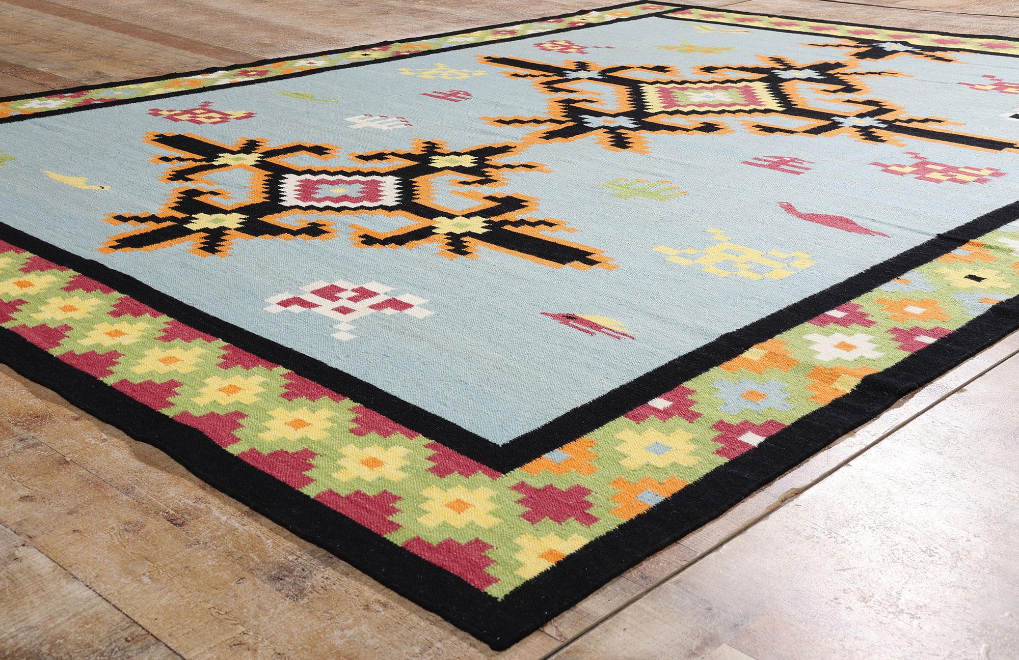 Estetismo La bussola boema: Un moderno kilim tribale dalla geometria eterea in vendita