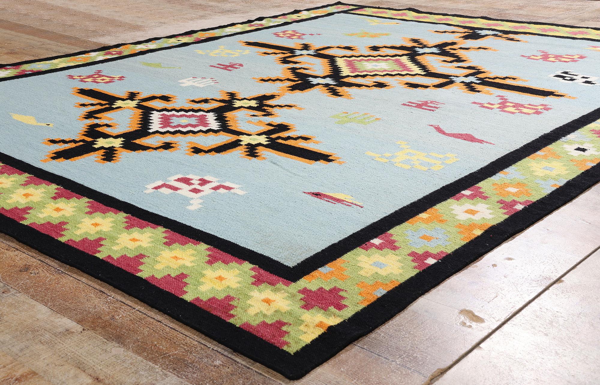 Estetismo La bussola boema: Un moderno kilim tribale dalla geometria eterea in vendita