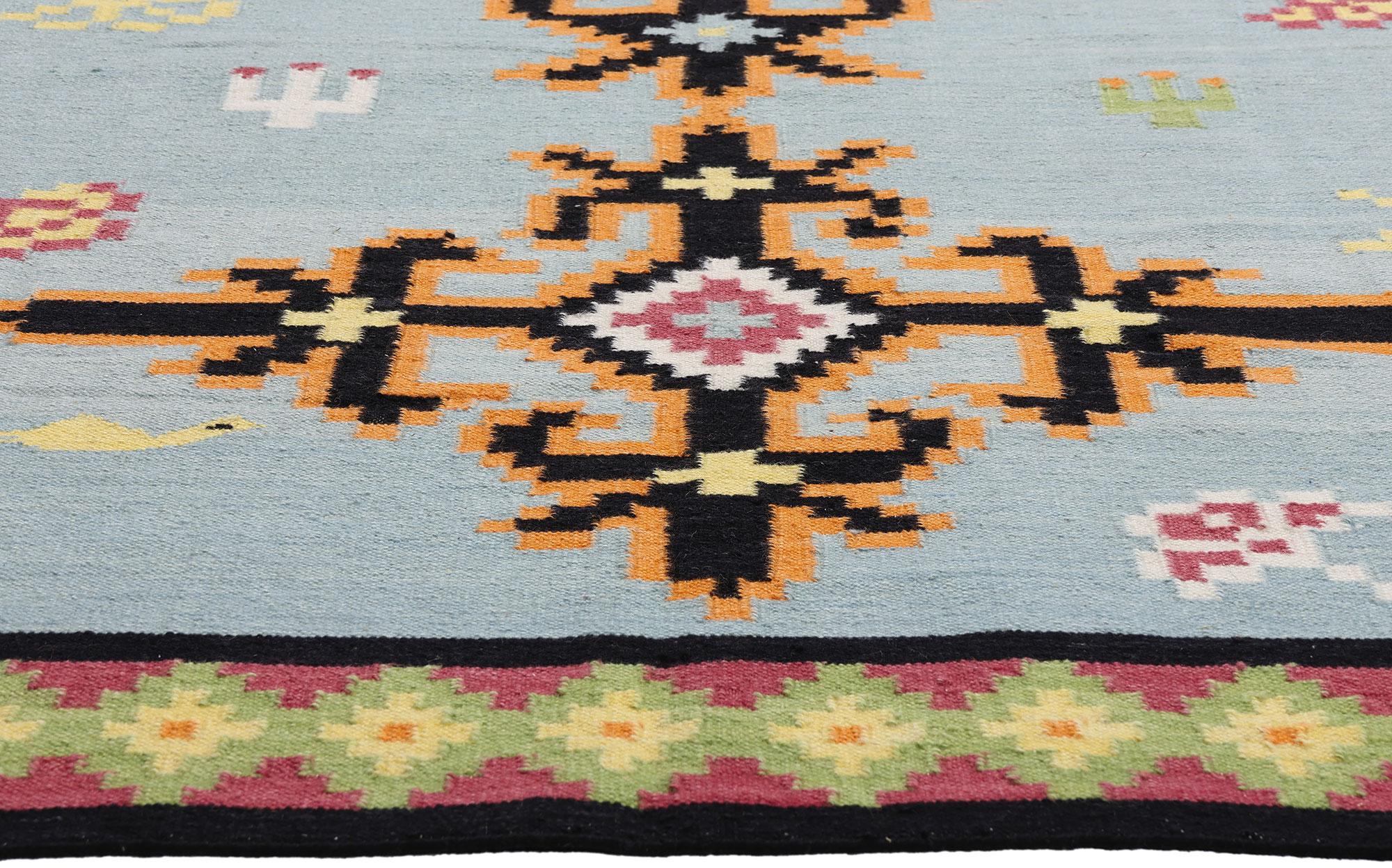 Aesthetic Movement The Bohemian Compass: A Modern Tribal Kilim of Ethereal Geometry For Sale