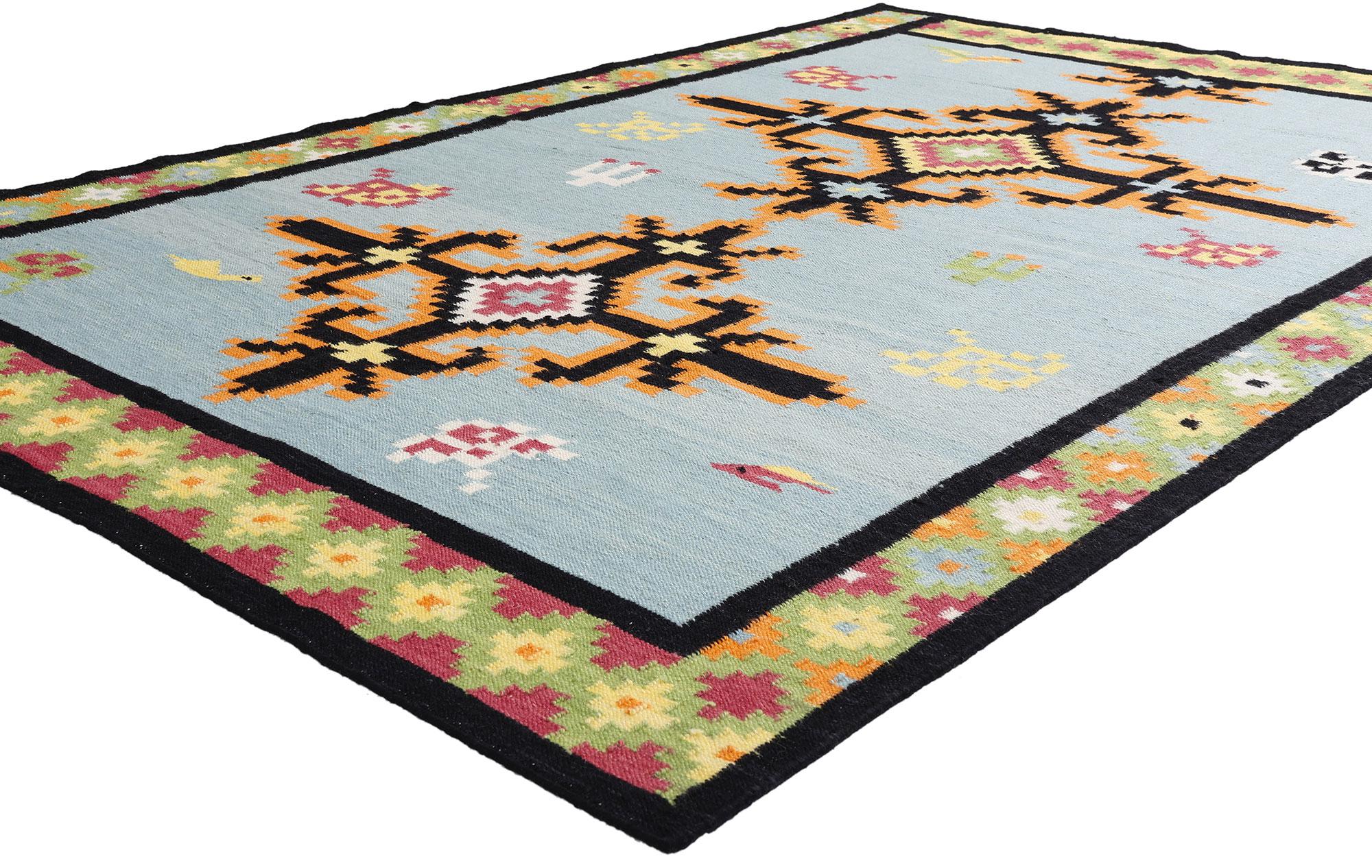 Indian The Bohemian Compass: A Modern Tribal Kilim of Ethereal Geometry For Sale