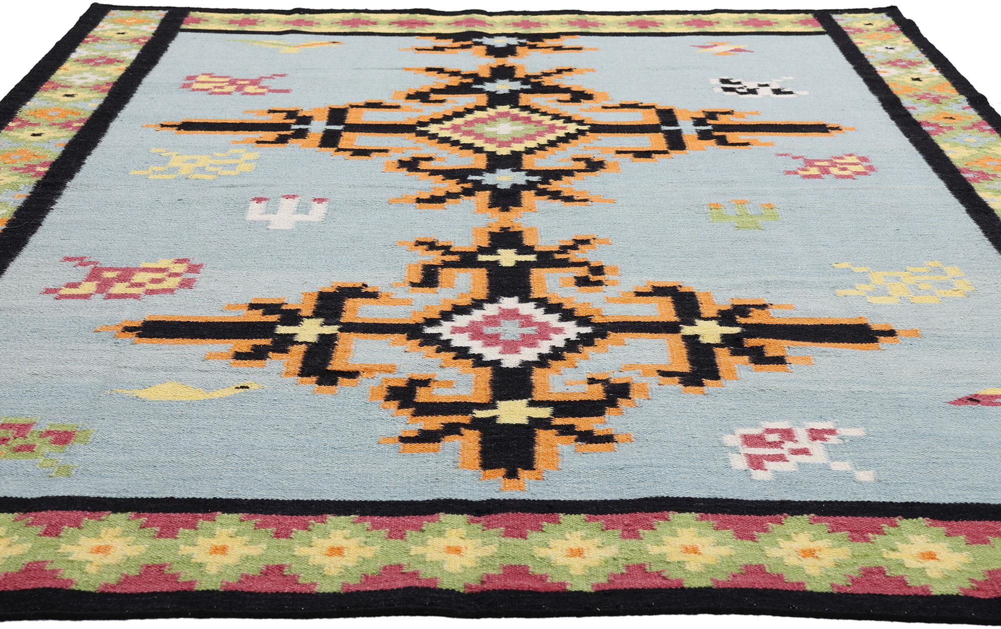 The Bohemian Compass: A Modern Tribal Kilim of Ethereal Geometry In New Condition For Sale In Dallas, TX