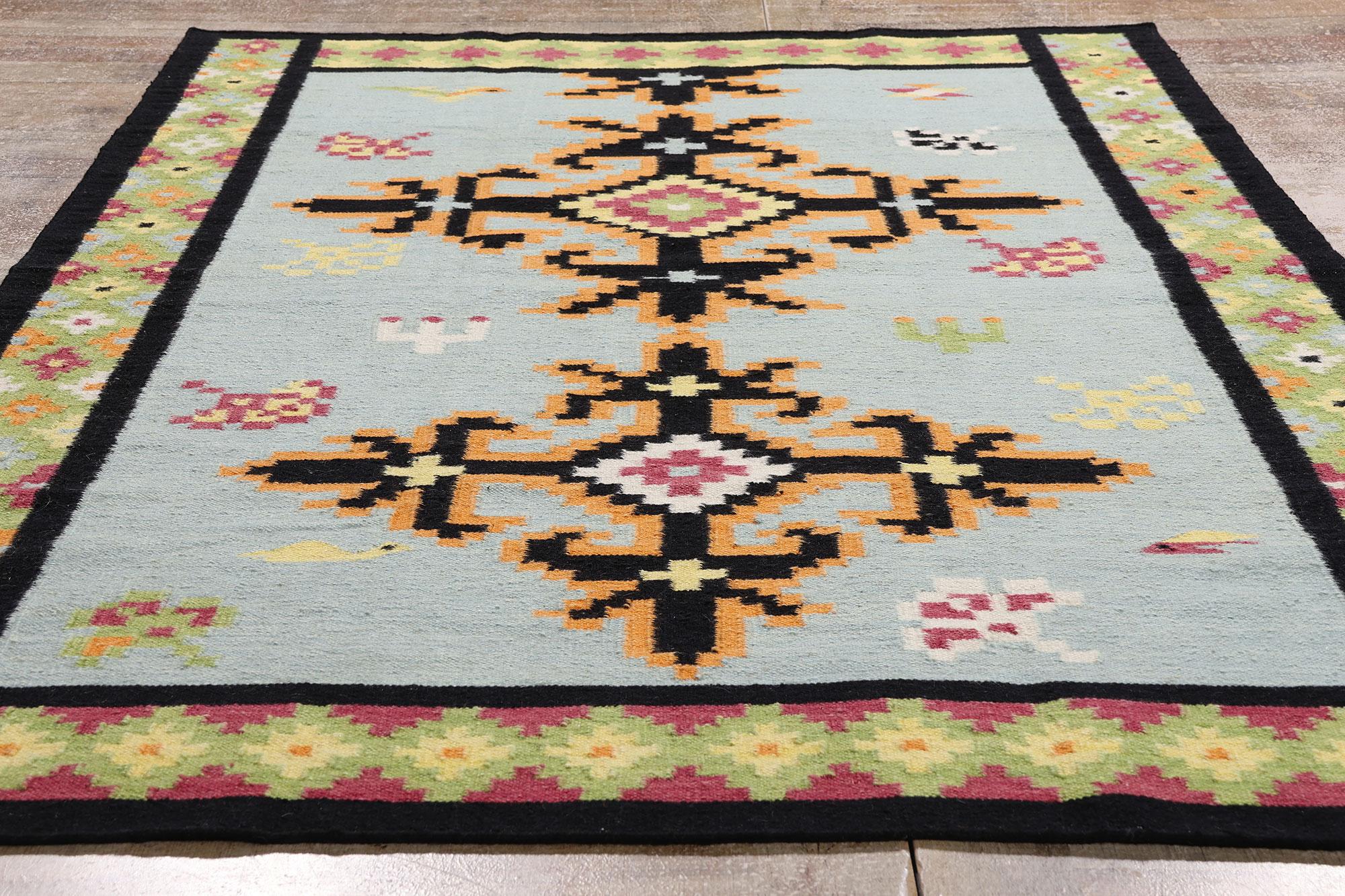 La boussole de Bohème : Un kilim tribal moderne à la géométrie éthérée Neuf - En vente à Dallas, TX
