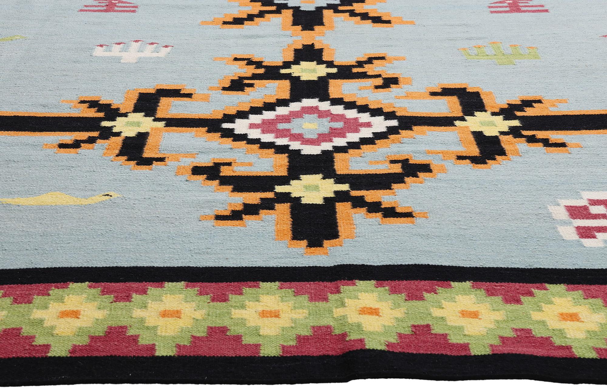 XXI secolo e contemporaneo La bussola boema: Un moderno kilim tribale dalla geometria eterea in vendita