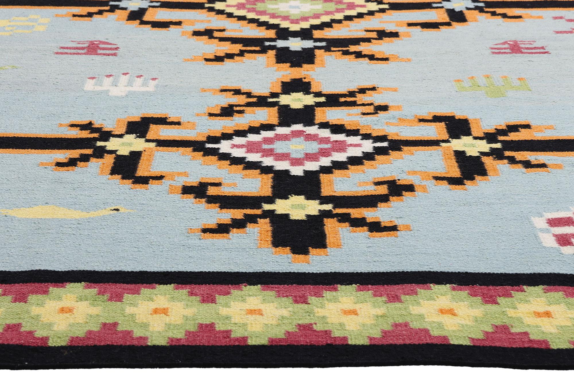 XXI secolo e contemporaneo La bussola boema: Un moderno kilim tribale dalla geometria eterea in vendita