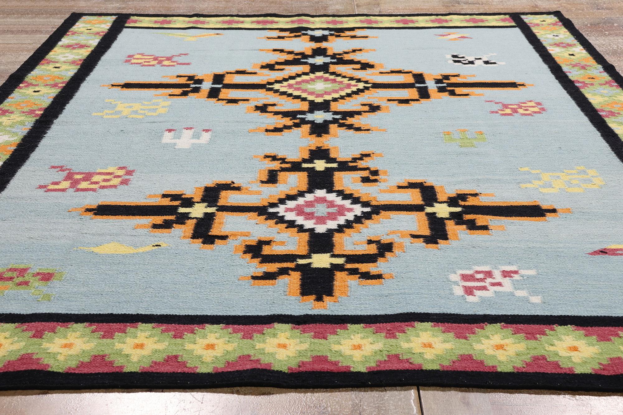Contemporary The Bohemian Compass: A Modern Tribal Kilim of Ethereal Geometry For Sale