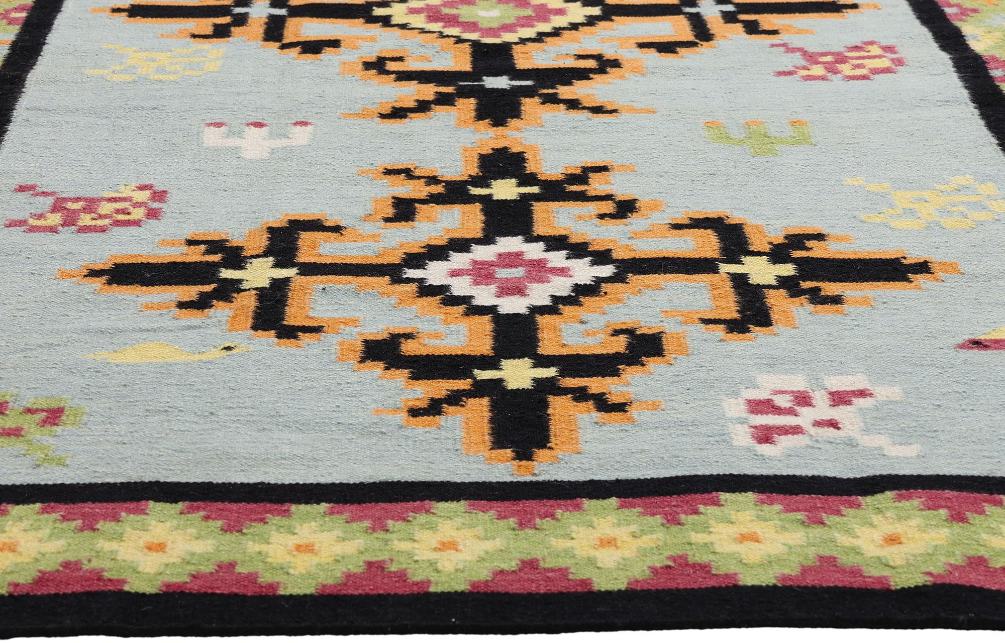 XXIe siècle et contemporain La boussole de Bohème : Un kilim tribal moderne à la géométrie éthérée en vente