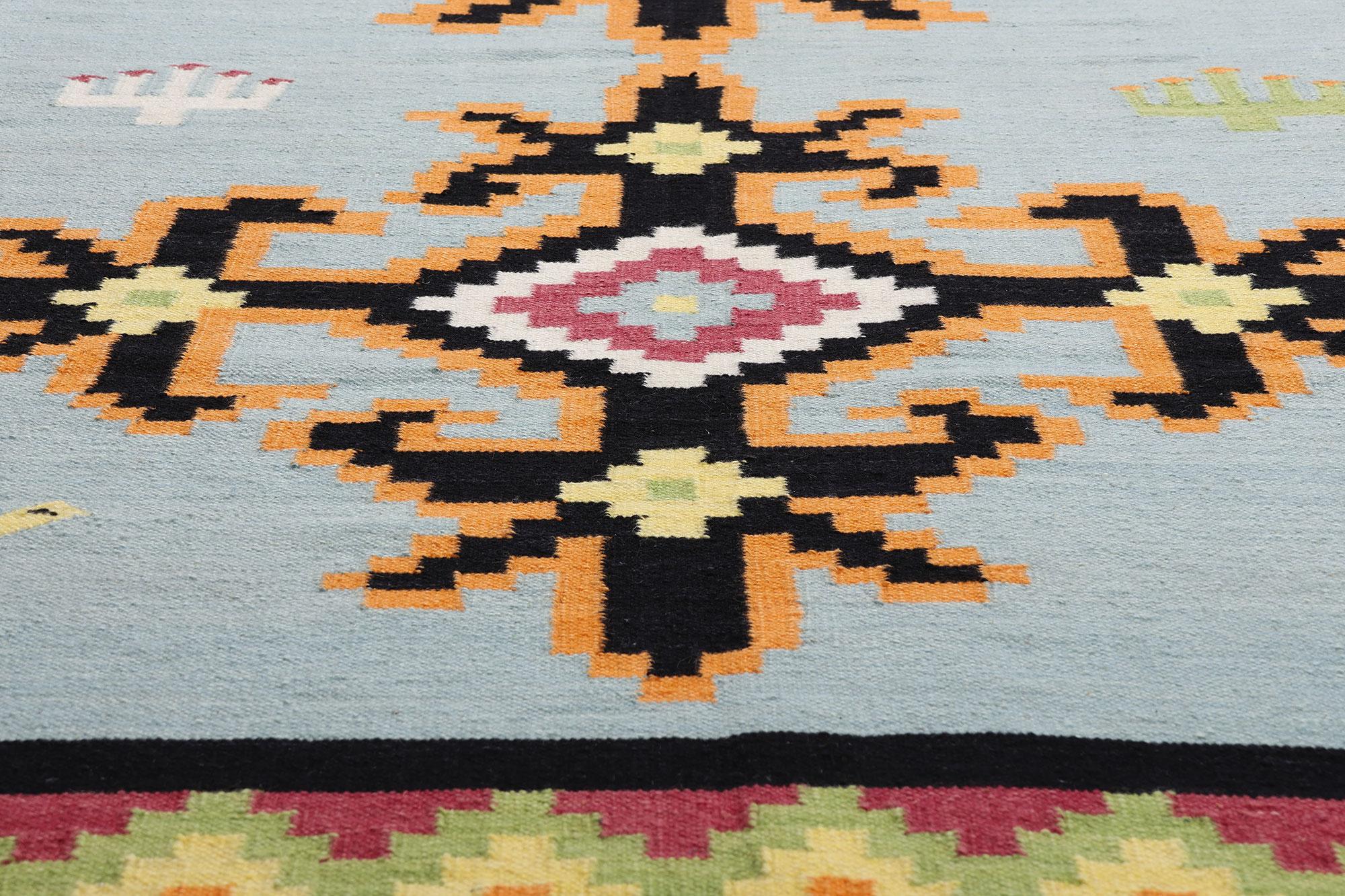 Lana La bussola boema: Un moderno kilim tribale dalla geometria eterea in vendita