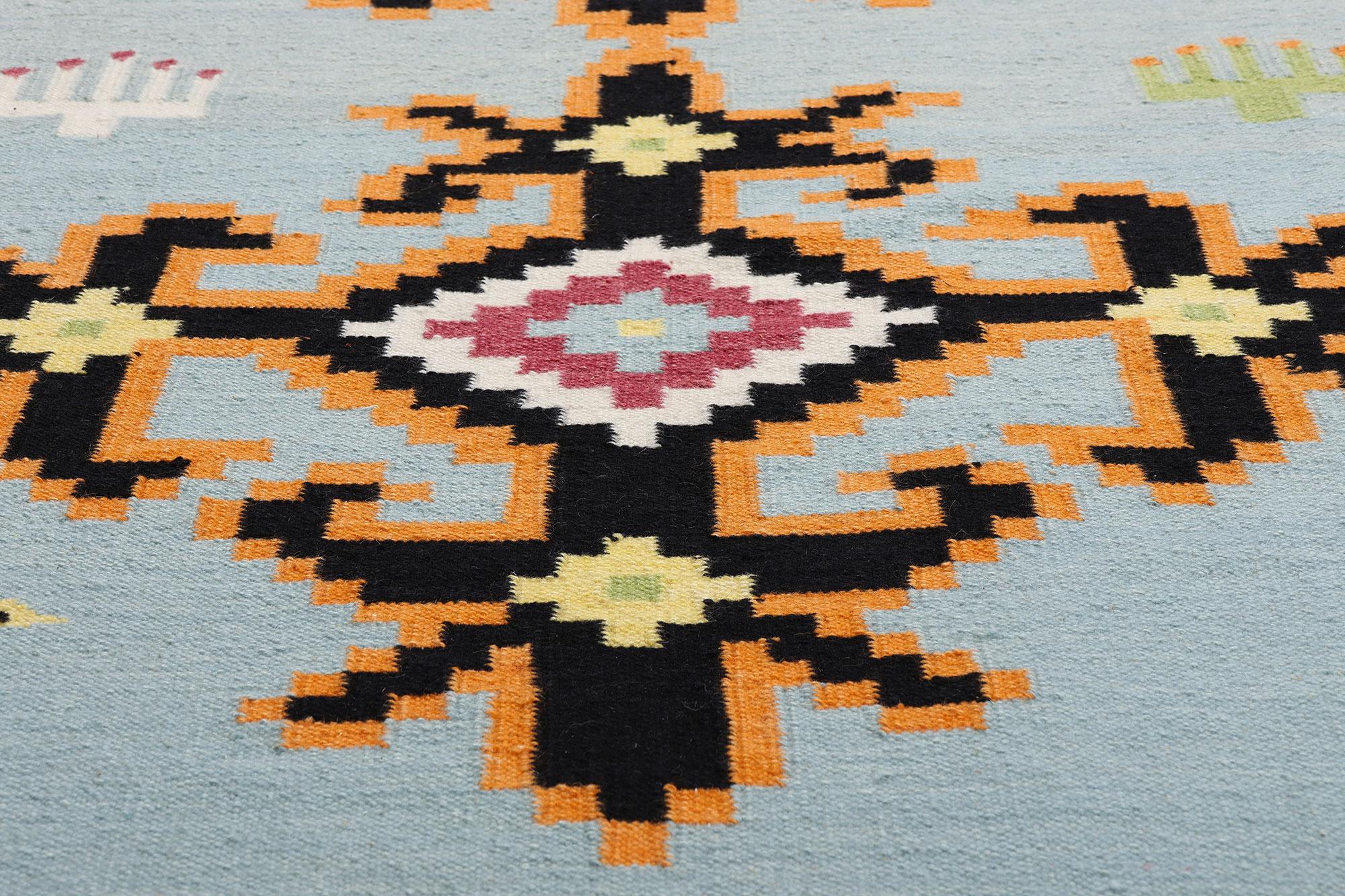 Lana La bussola boema: Un moderno kilim tribale dalla geometria eterea in vendita