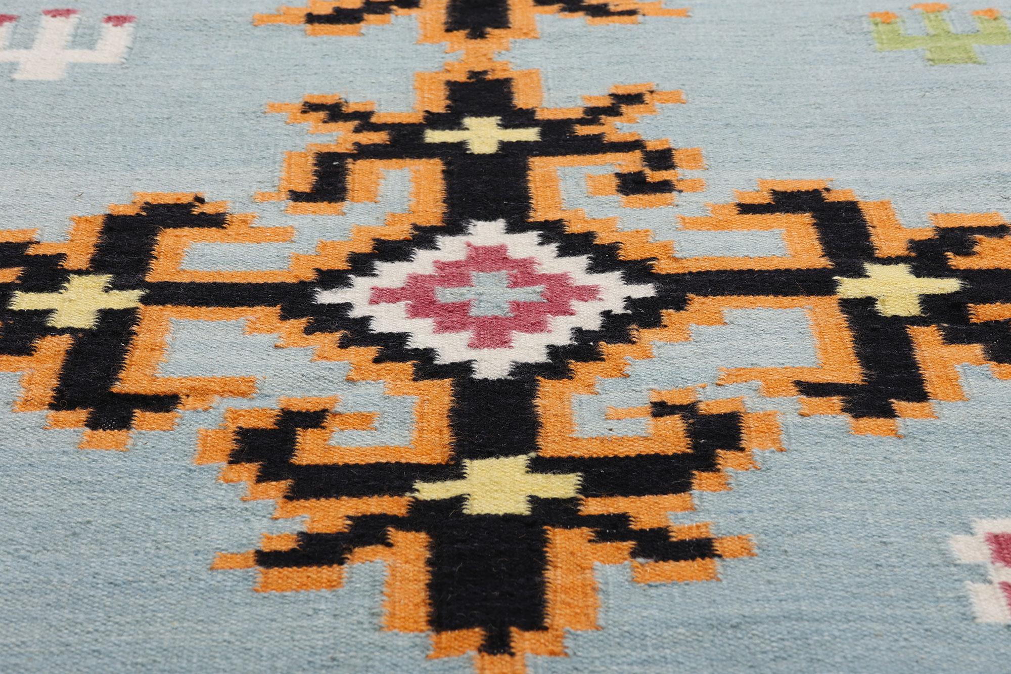 Wool The Bohemian Compass: A Modern Tribal Kilim of Ethereal Geometry For Sale