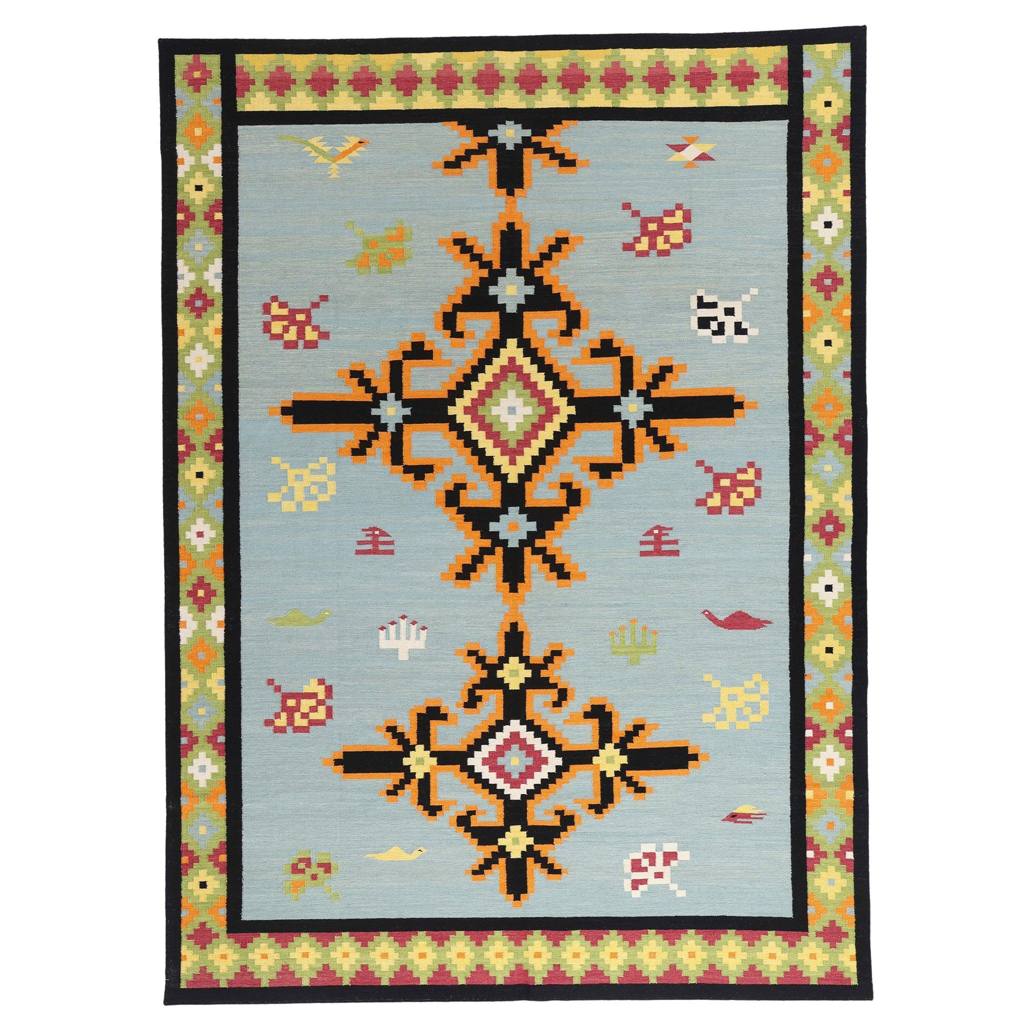 La boussole de Bohème : Un kilim tribal moderne à la géométrie éthérée