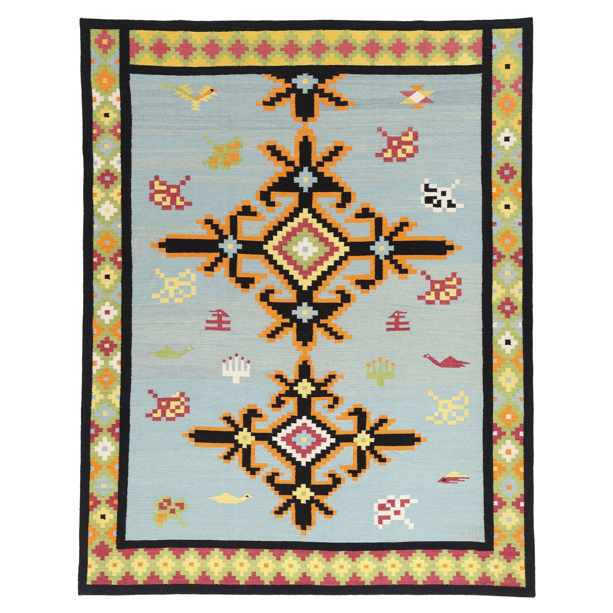 La boussole de Bohème : Un kilim tribal moderne à la géométrie éthérée