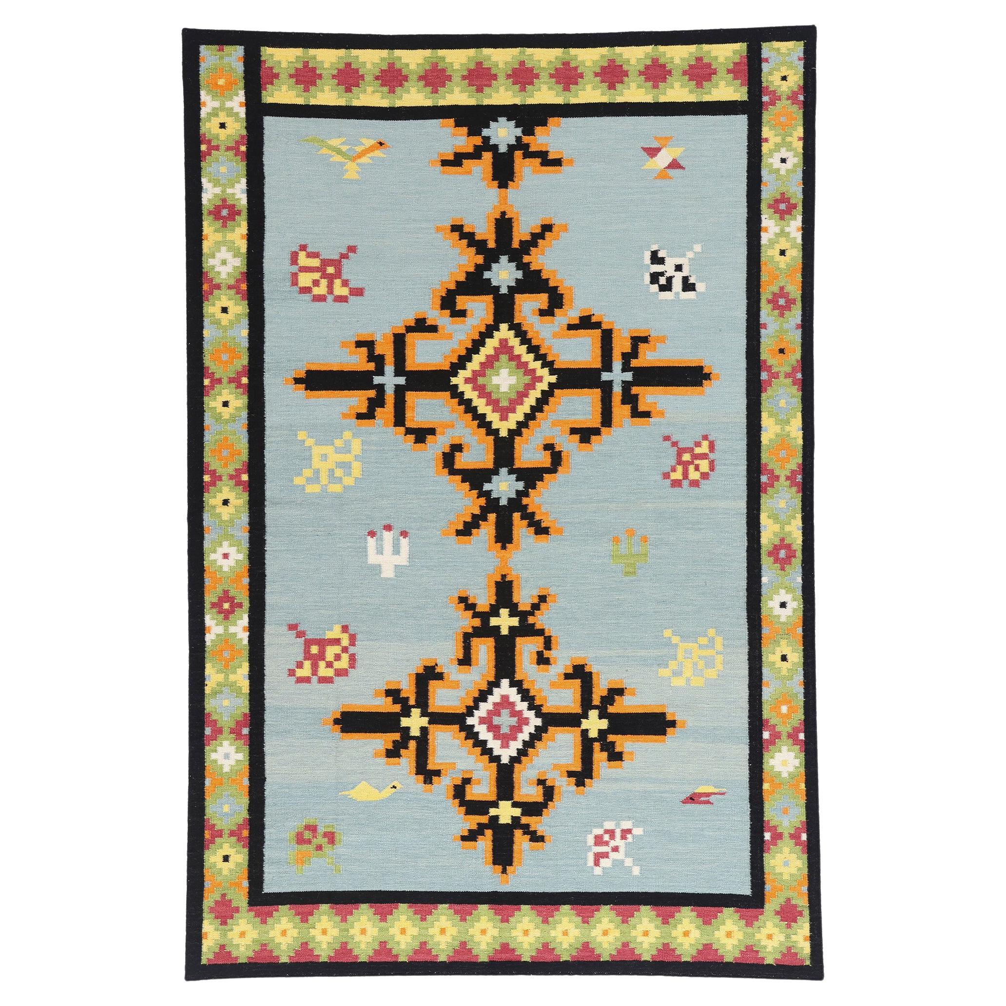 La boussole de Bohème : Un kilim tribal moderne à la géométrie éthérée