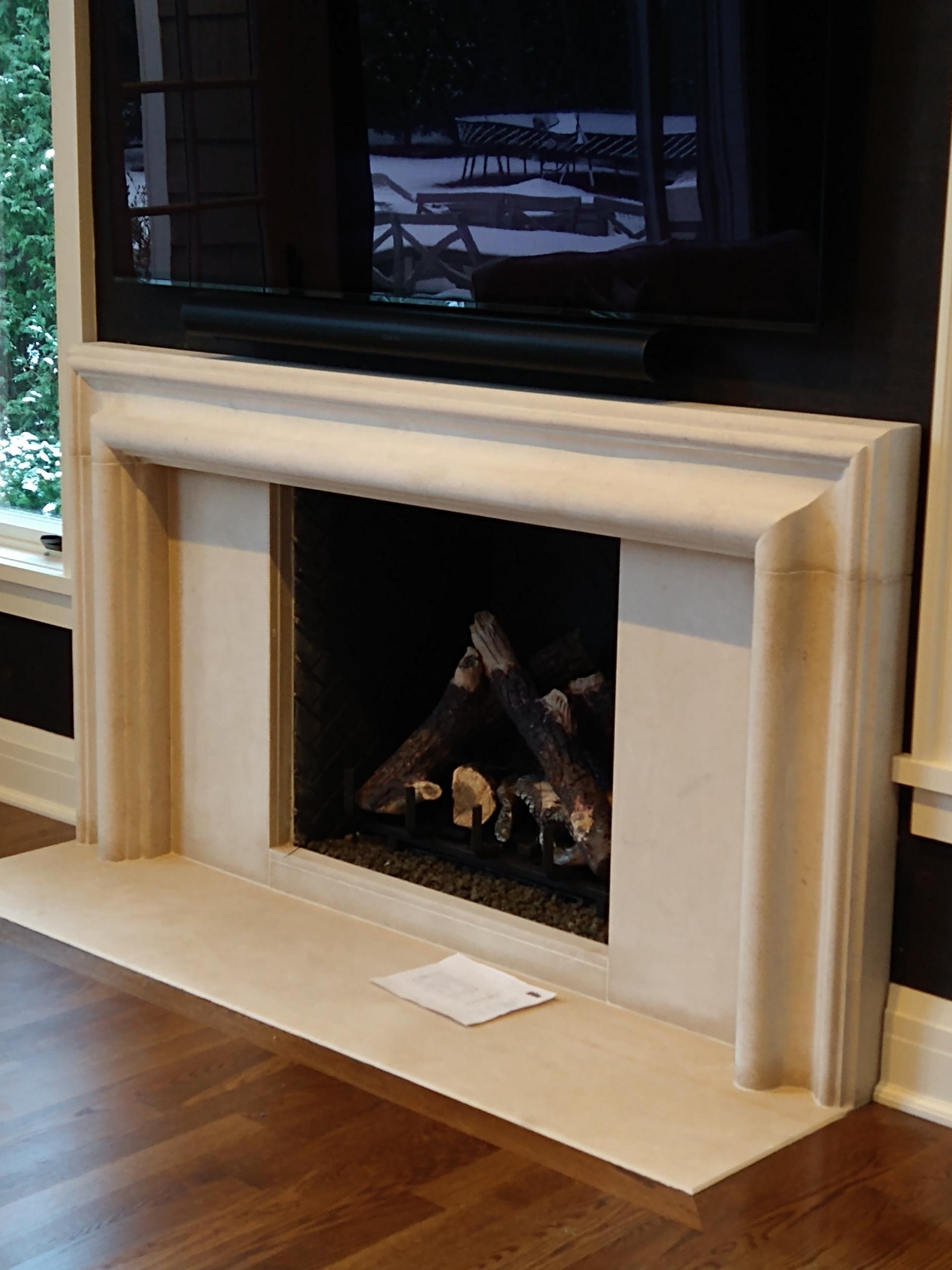 Neoclassical The Bolection A: A Classical Stone Fireplace Profile Without Shelf or Plinths For Sale
