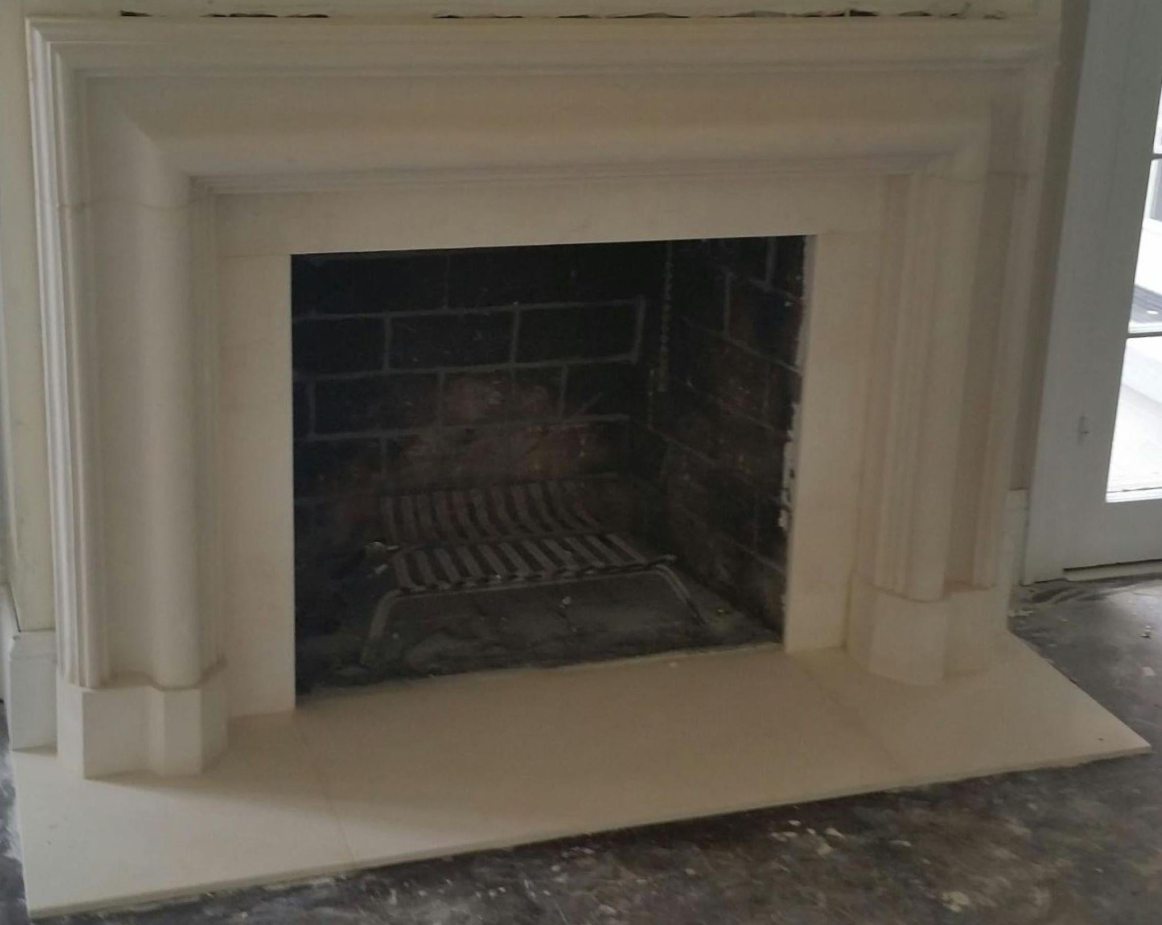 Carved The Bolection A: A Classical Stone Fireplace Profile Without Shelf or Plinths For Sale