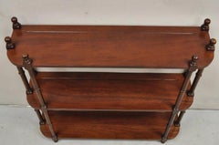 The Bombay Co 3 Tier Mahogany Wood 30" Faux Bamboo Curio Wall Hanging Shelf