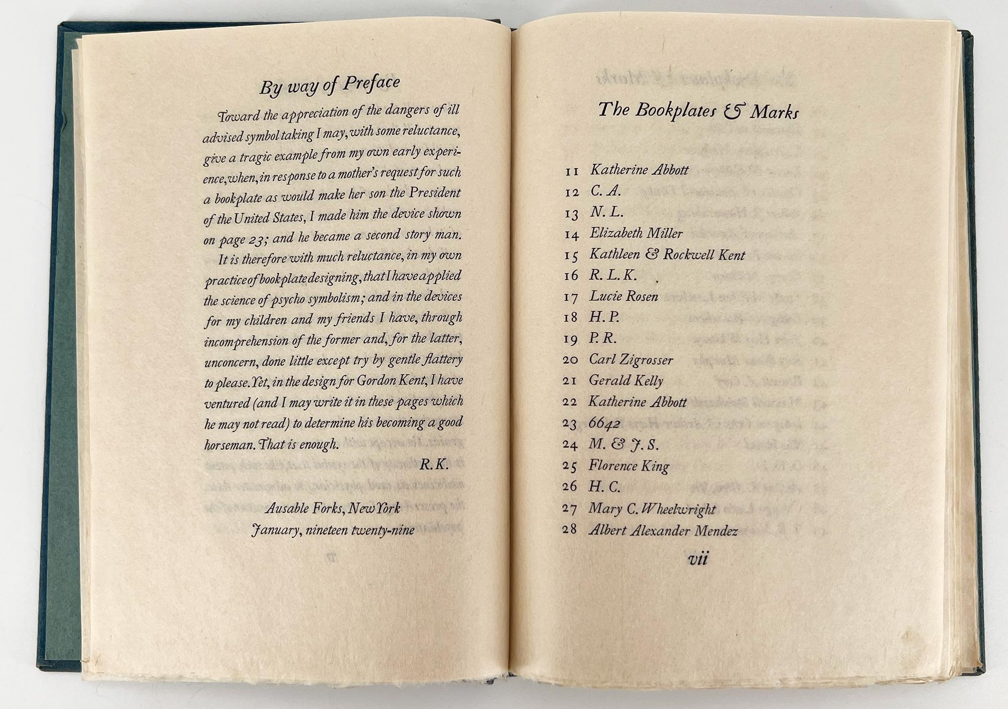 The Bookplates & Marks of Rockwell Kent; With a preface by the Artist, SIGNED For Sale 2