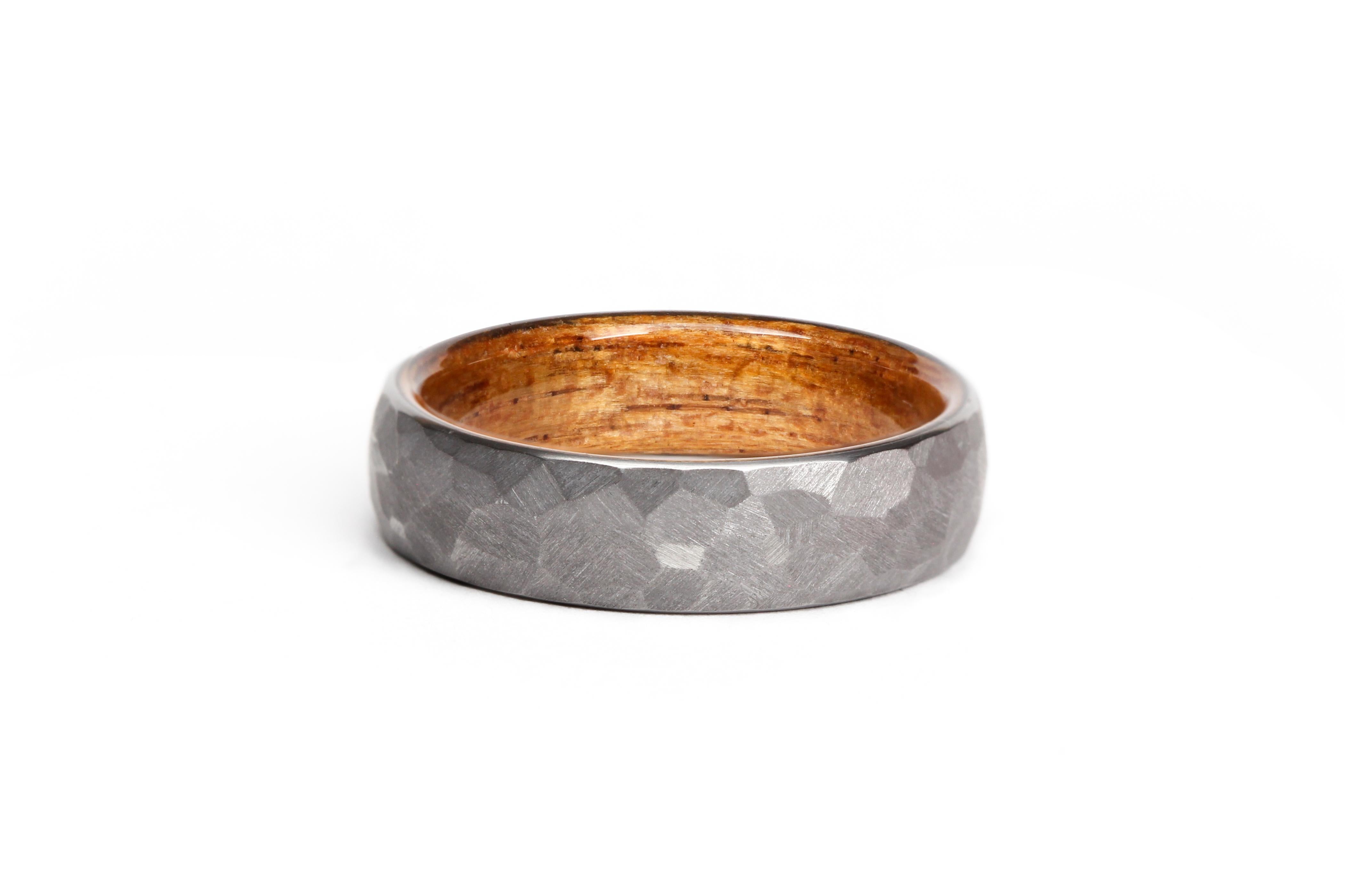 For Sale:  The Boseman Faceted Titanium with Bentwood Interior 6mm Comfort Fit Wedding Band 3