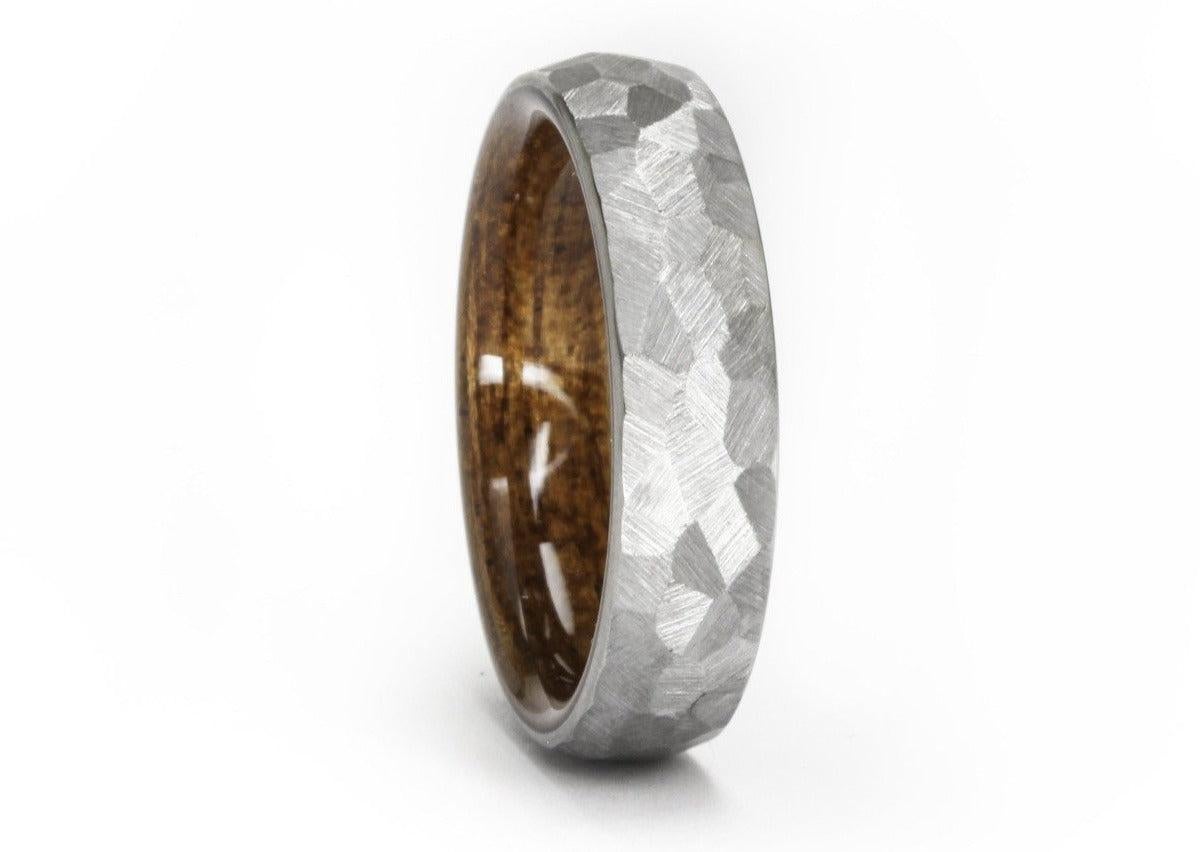 For Sale:  The Boseman Faceted Titanium with Bentwood Interior 6mm Comfort Fit Wedding Band 4