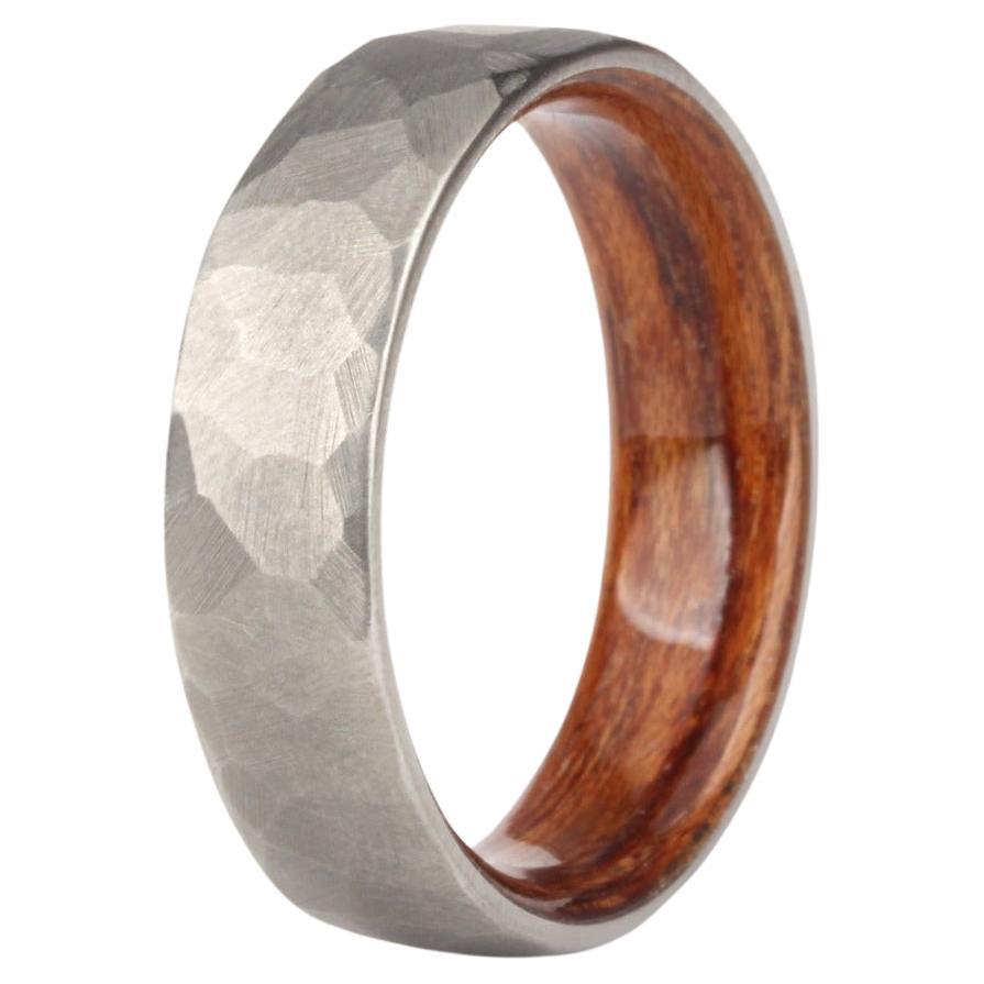 For Sale:  The Boseman Faceted Titanium with Bentwood Interior 6mm Comfort Fit Wedding Band