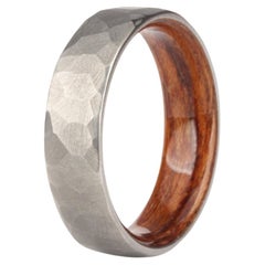 The Boseman Faceted Titanium with Bentwood Interior 6mm Comfort Fit Wedding Band