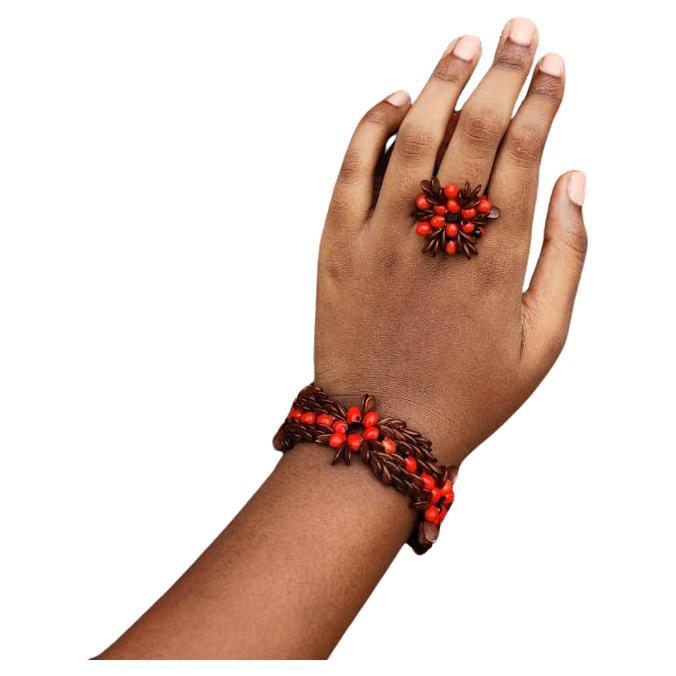 The Botanique Scarlet Bloom Bracelet and Ring Set