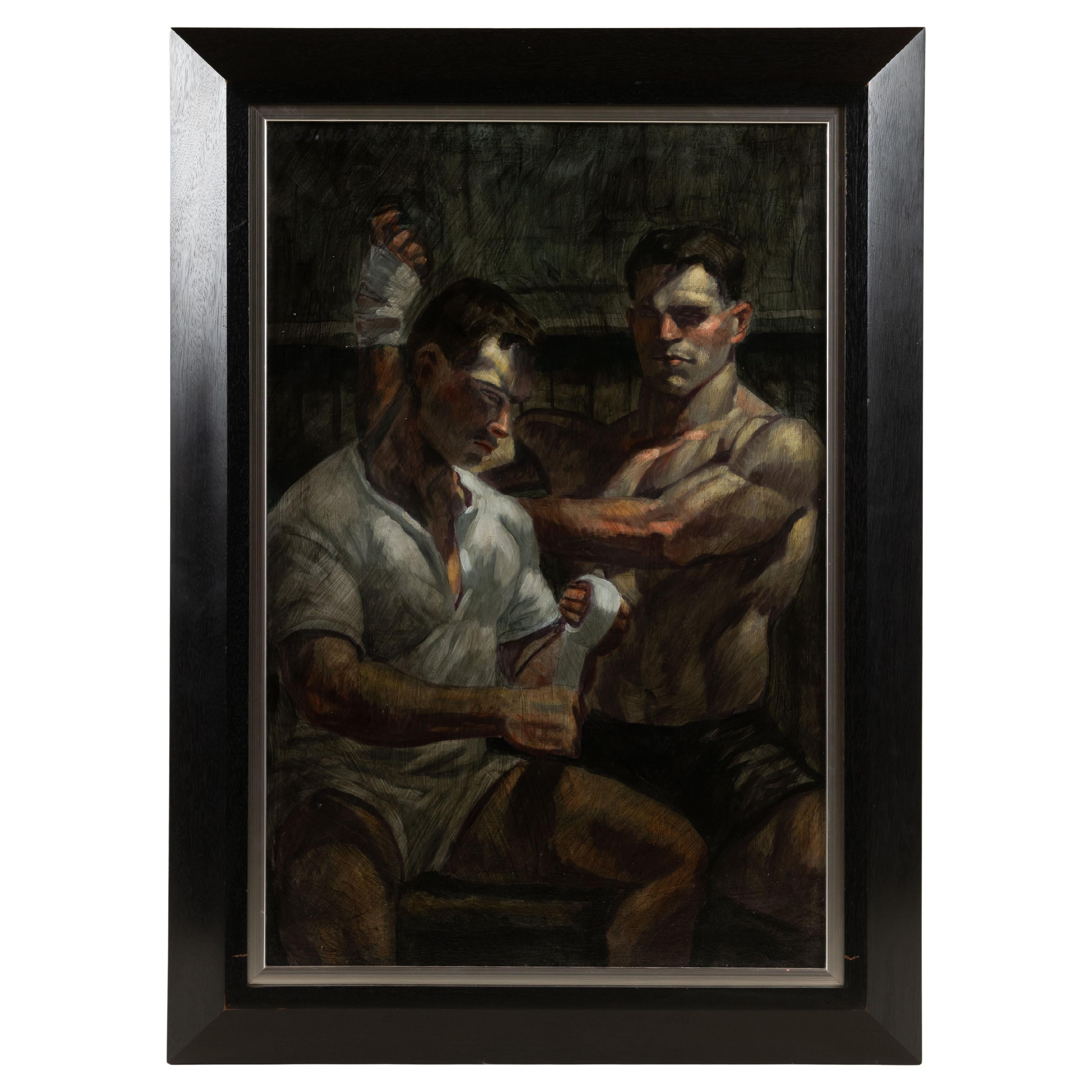 "The Boxers", Framed Oil on Canvas Painting, Mark Beard, US, 1995 For Sale